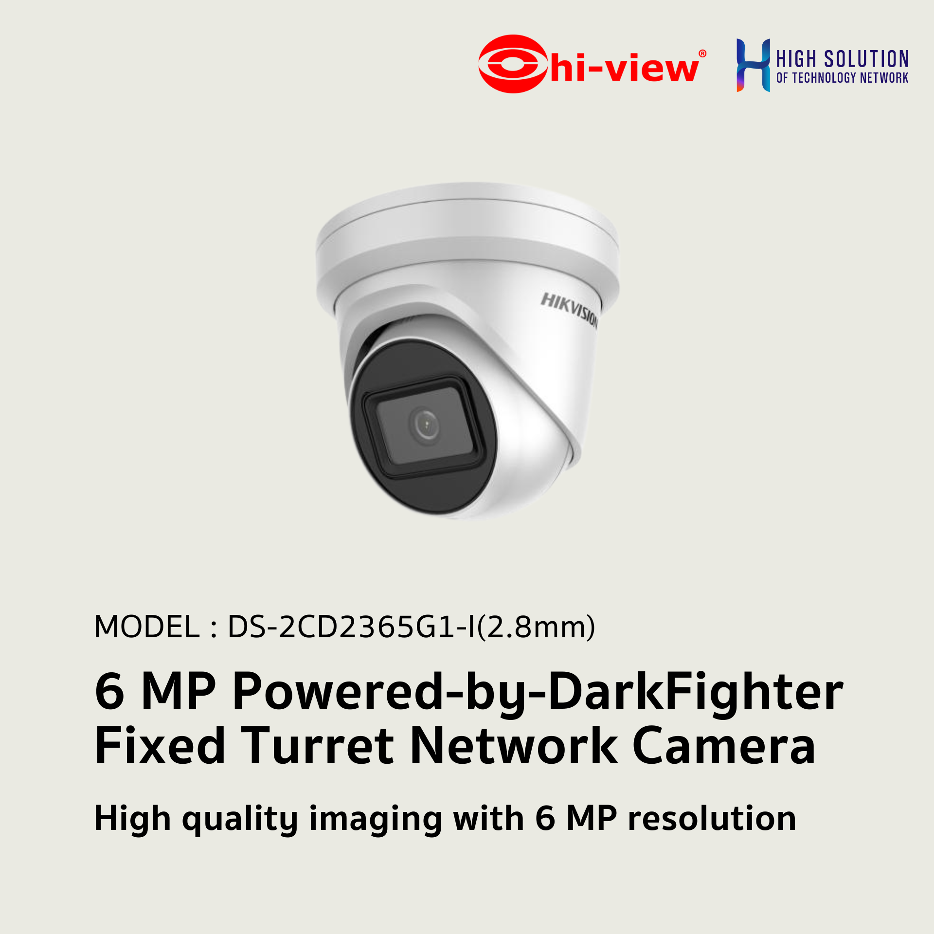 DS-2CD2365G1-I Hikvision 6 MP Powered-by-DarkFighter Fixed Turret Network Camera IP Camera CCTV Camera (2.8mm)