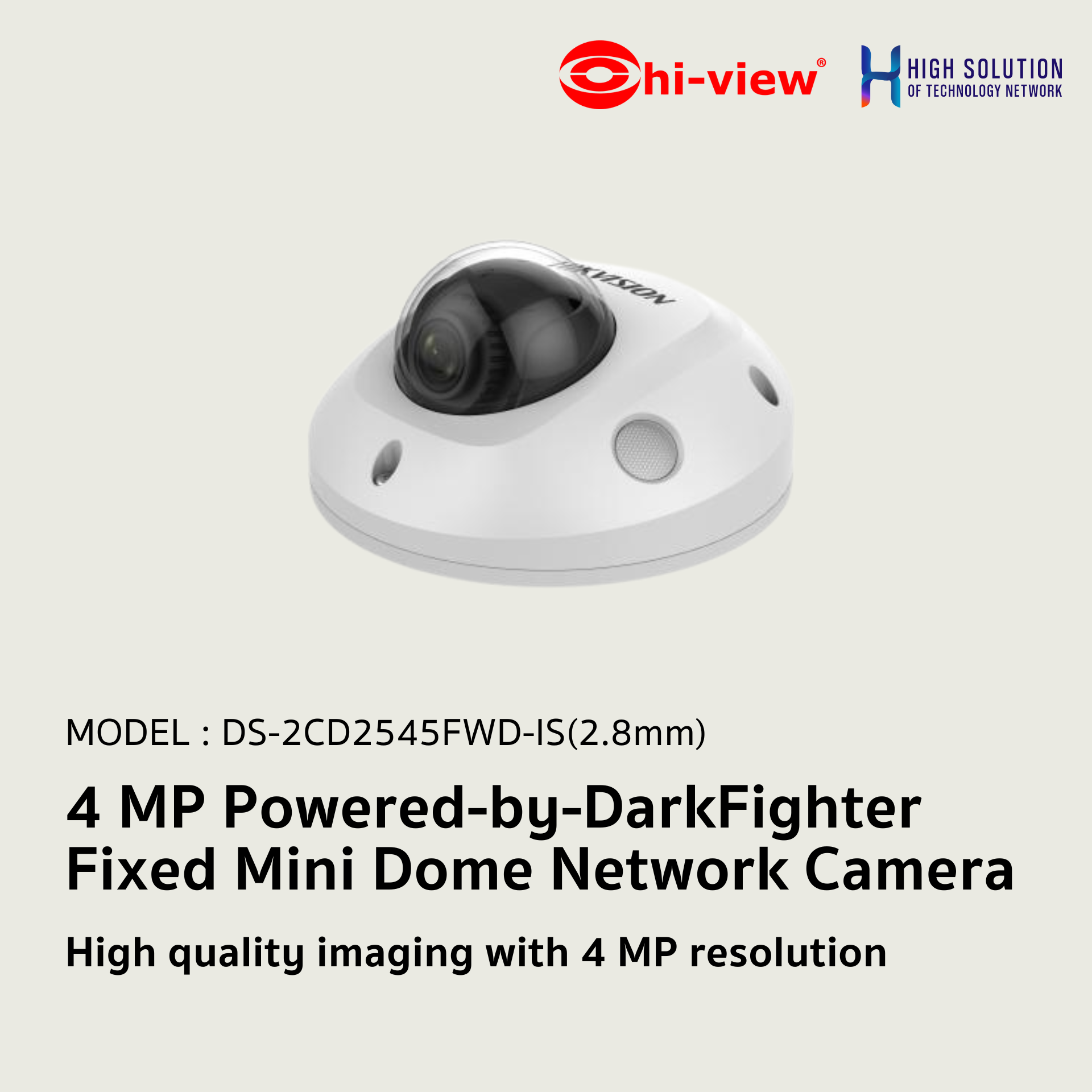 DS-2CD2545FWD-IS Hikvision 4 MP Powered-by-DarkFighter Fixed Mini Dome Network Camera IP Camera CCTV Camera (2.8mm)