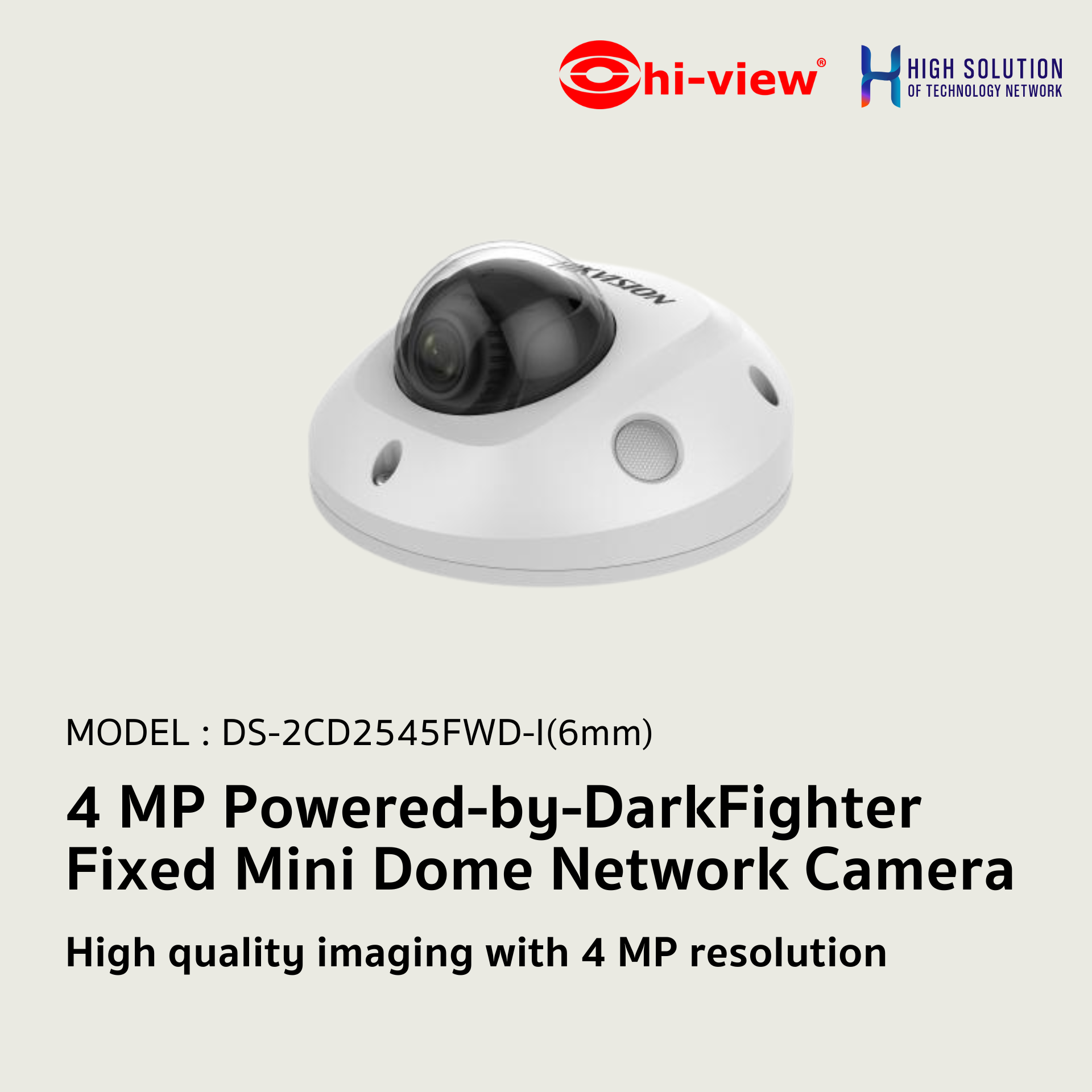 DS-2CD2545FWD-I Hikvision 4 MP Powered-by-DarkFighter Fixed Mini Dome Network Camera IP Camera CCTV Camera (6mm)