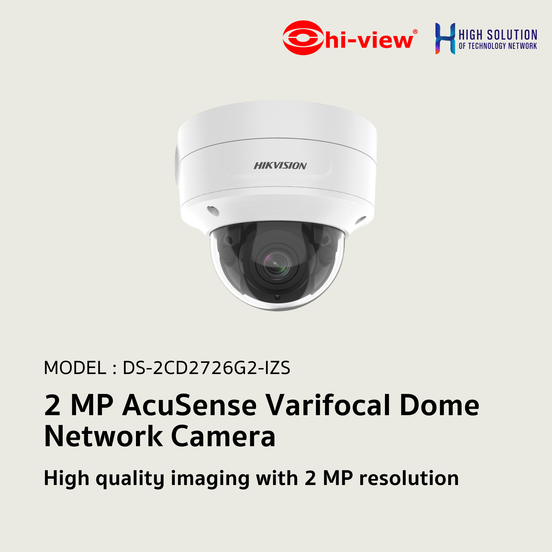 DS-2CD2726G2-IZS Hikvision 2 MP AcuSense Varifocal Dome Network Camera IP Camera CCTV Camera (2.8-12mm)(D)