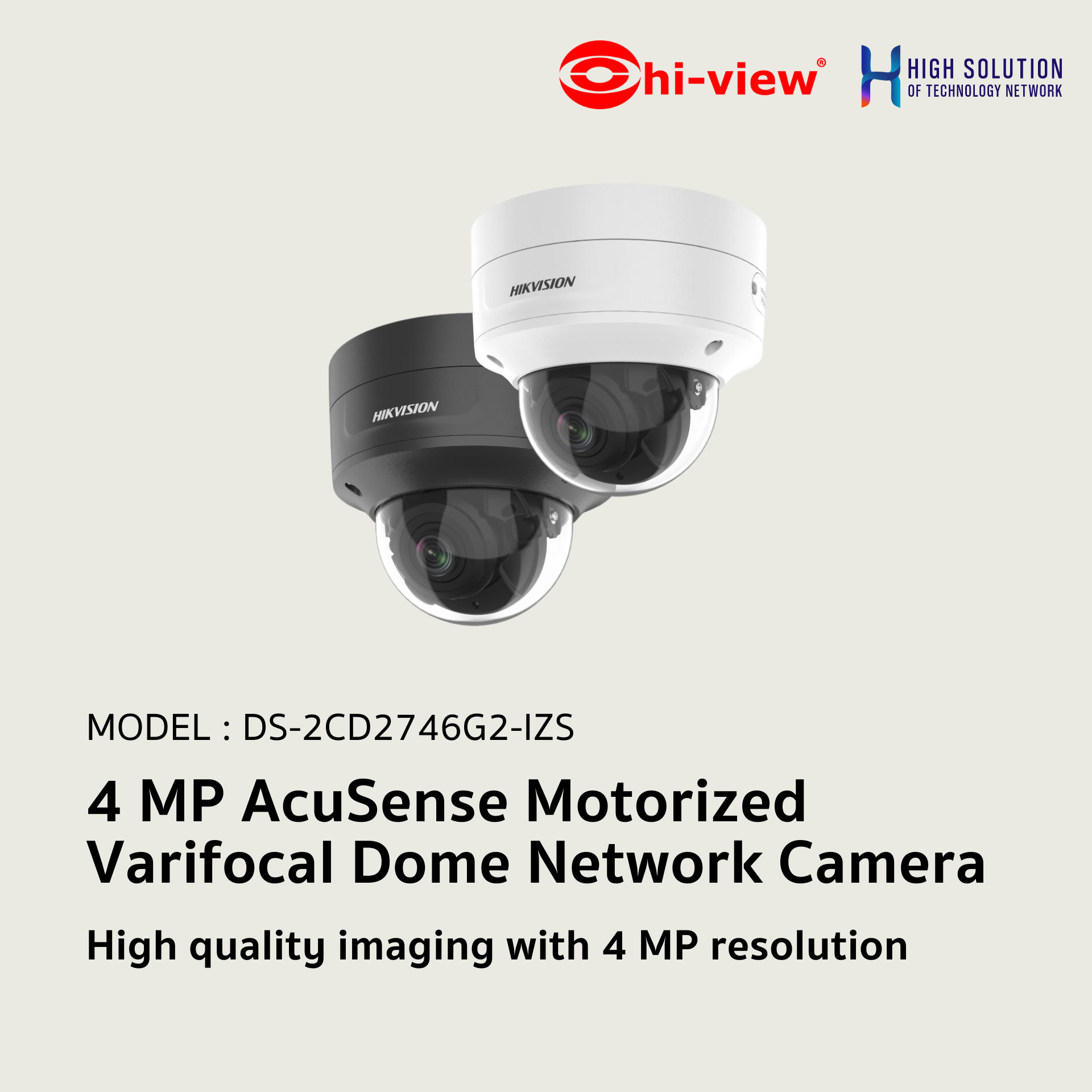 DS-2CD2746G2-IZS Hikvision 4 MP AcuSense Motorized Varifocal Dome Network Camera IP Camera CCTV Camera (2.8-12mm)(c)
