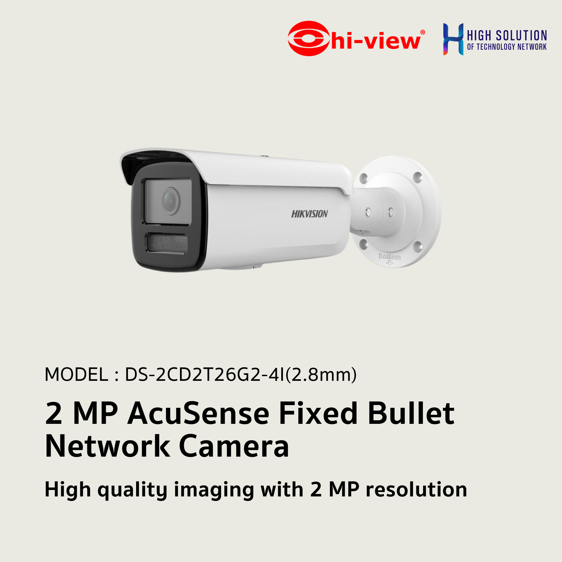DS-2CD2T26G2-4I Hikvision 2 MP AcuSense Fixed Bullet Network Camera IP Camera CCTV Camera (2.8mm)