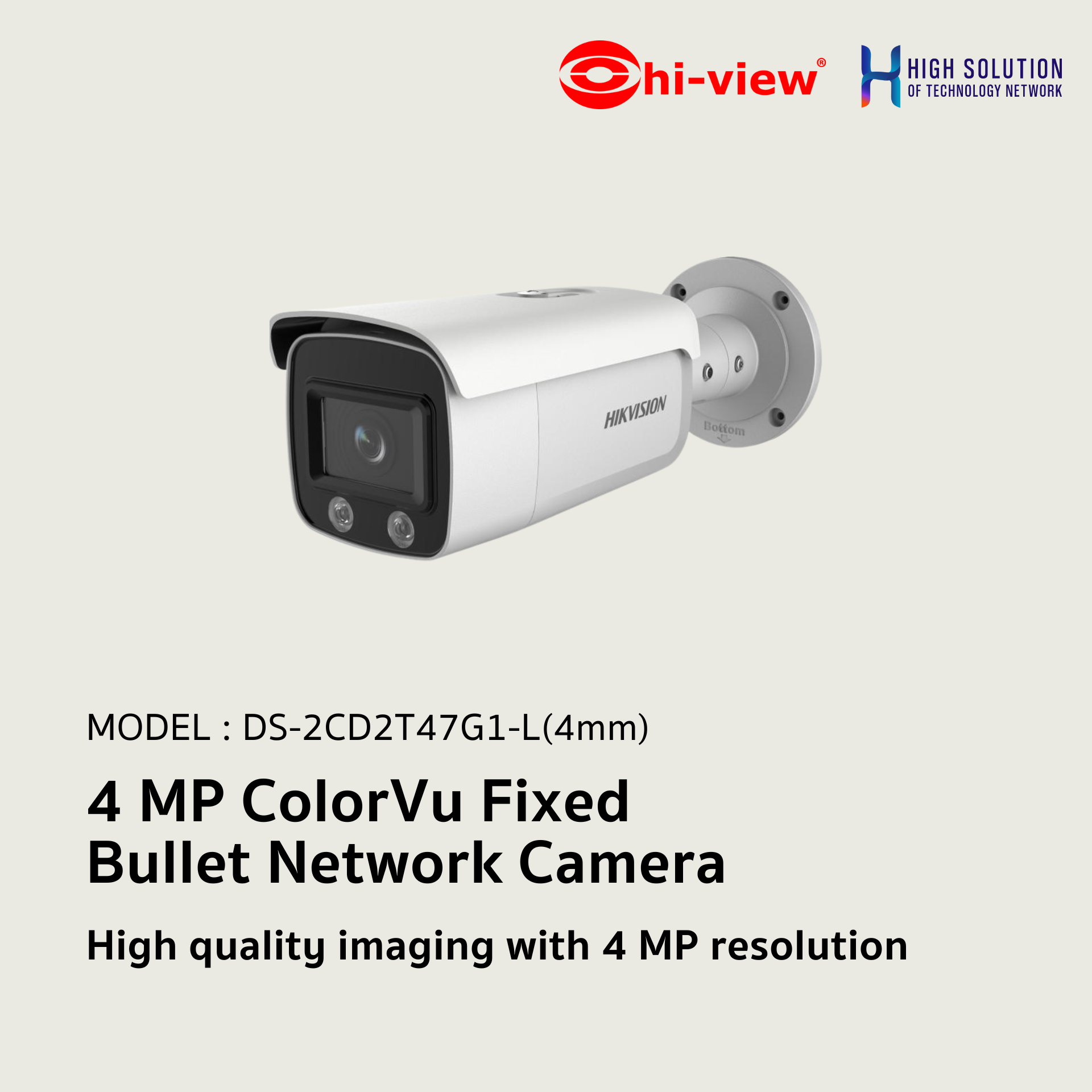 Multistar Cctv Camera 4mp DS-2CD2T47G1-L Hikvision 4 MP ColorVu Fixed Bullet Network Camera IP ...