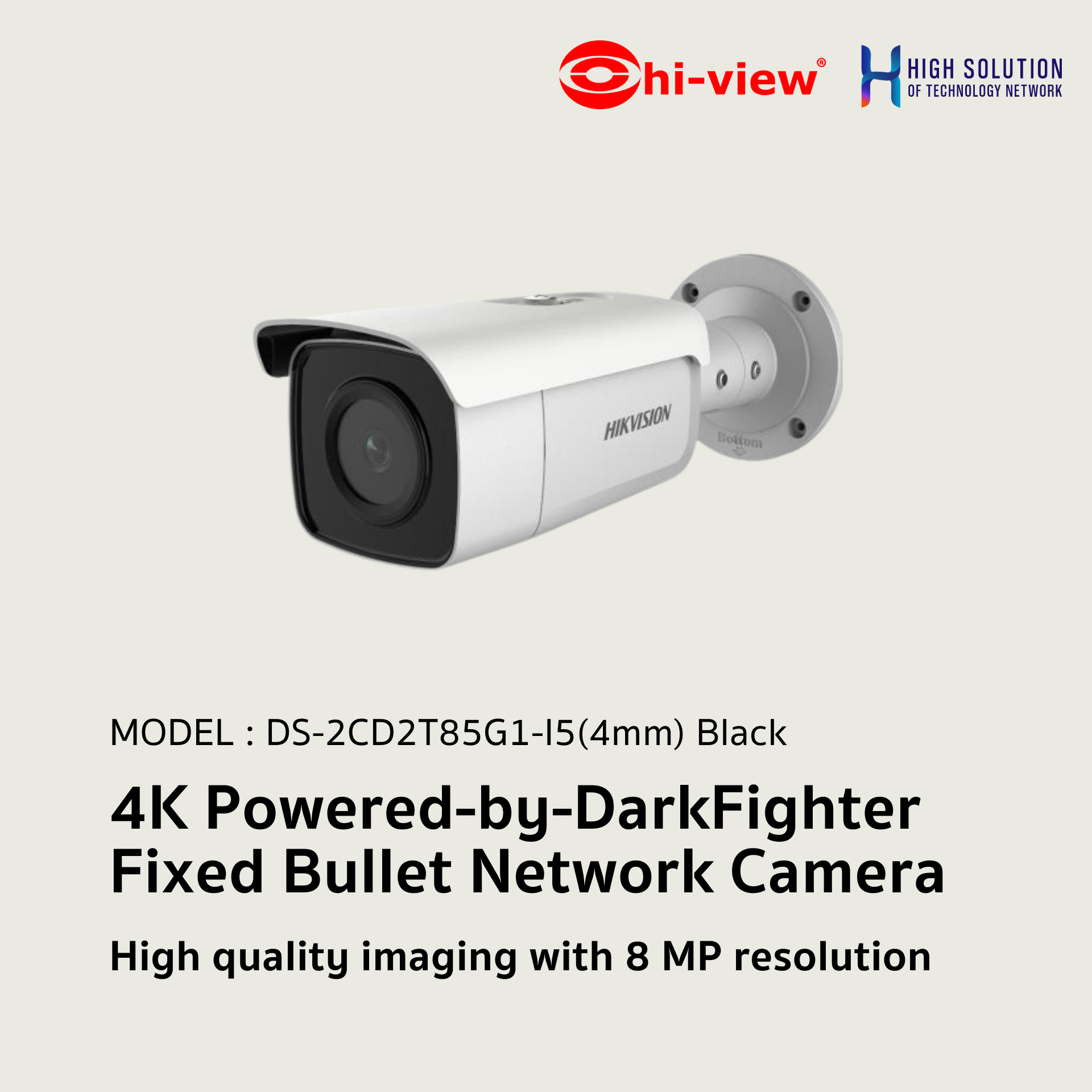 I56 Camera DS-2CD2T85G1-I5 Hikvision 8 MP 4K Powered-by-DarkFighter Fixed Bullet ...