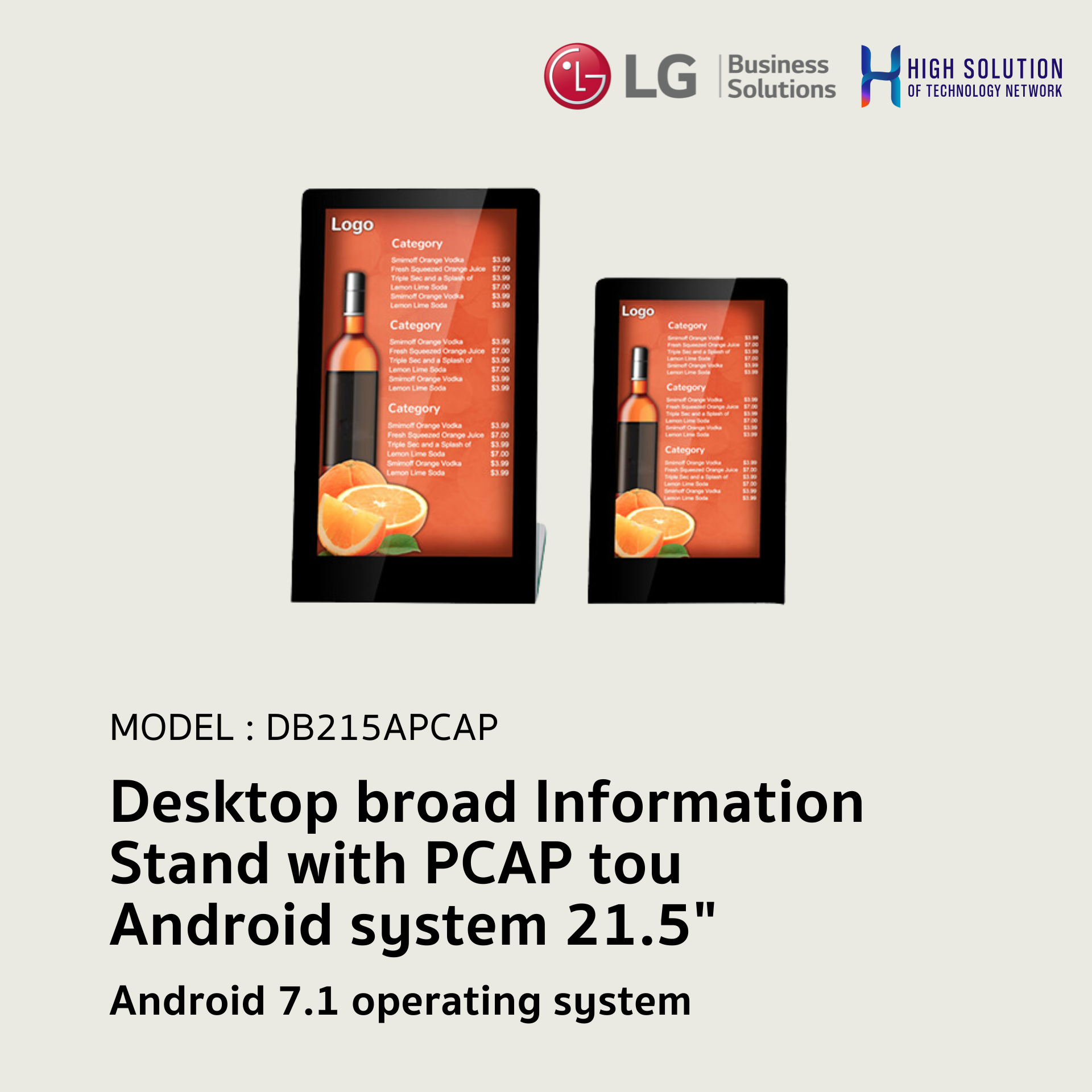 Desktop broad Information Stand with PCAP tou Android system 21.5"