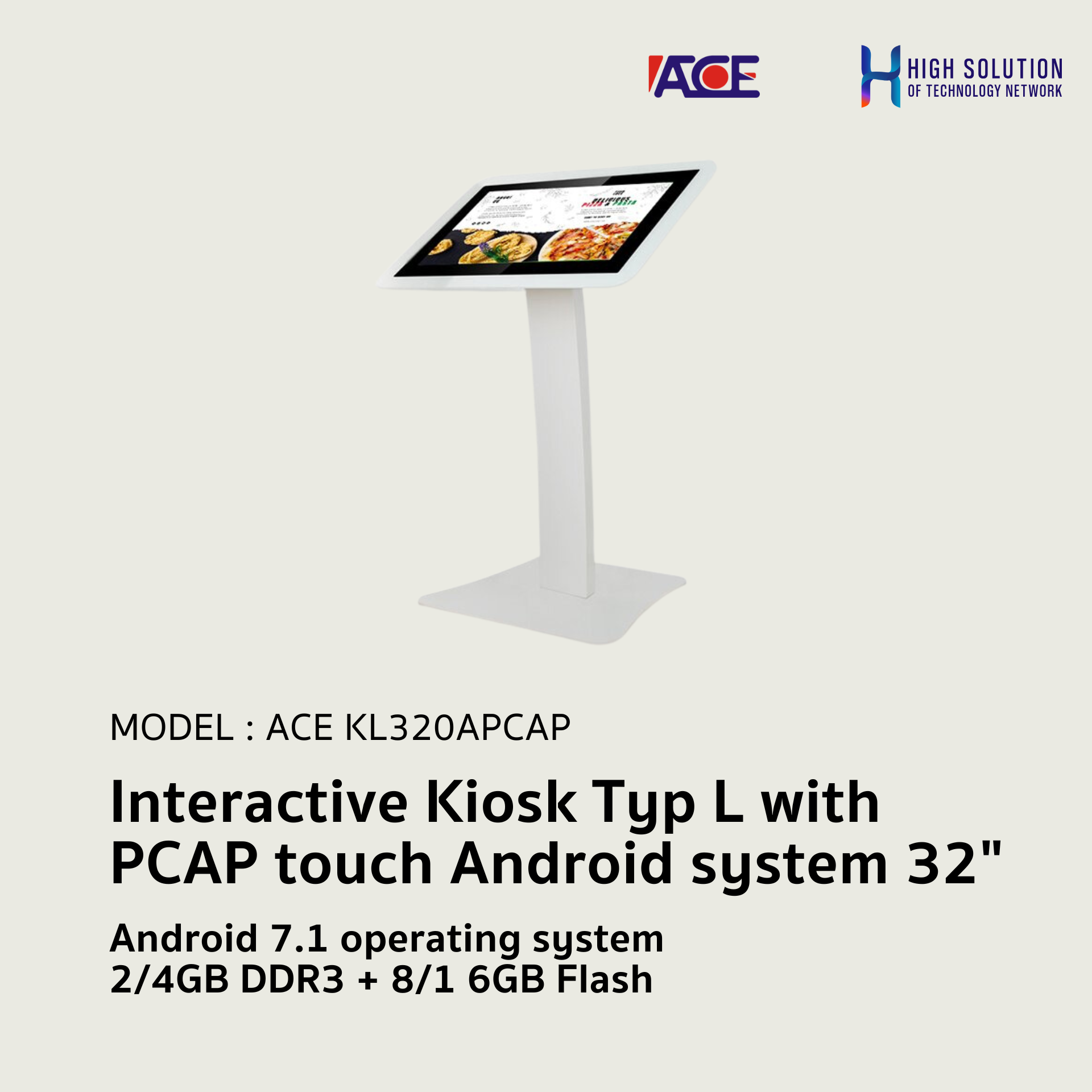 Interactive Kiosk Typ L with PCAP touch Android system 32"