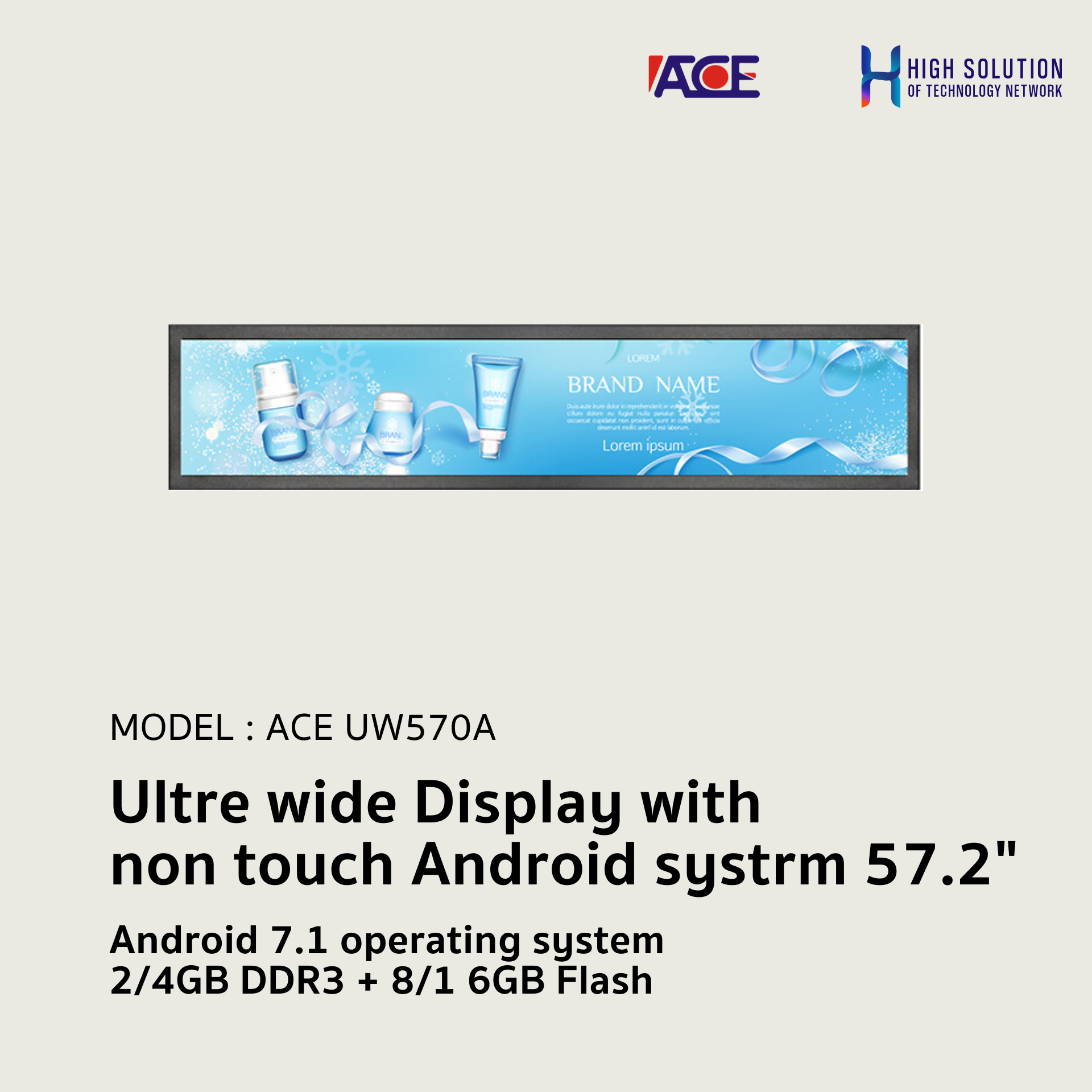 Ultre wide Display with non touch Android systrm 57.2"