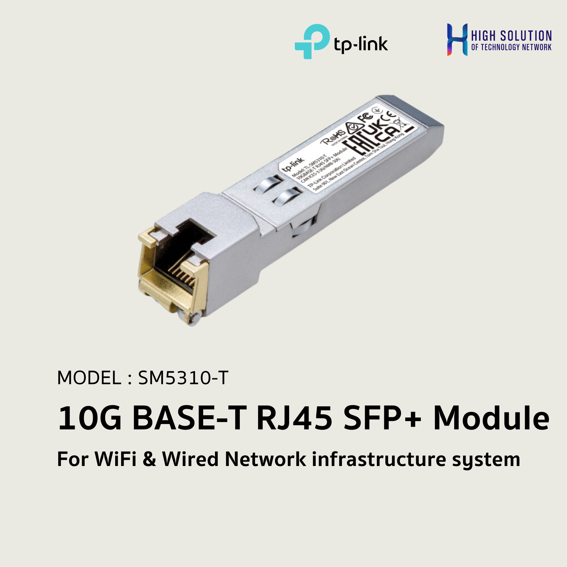 Sm5310 SM5310-T (TP-Link) 10G BASE-T RJ45 SFP+ Module wifi & wired system