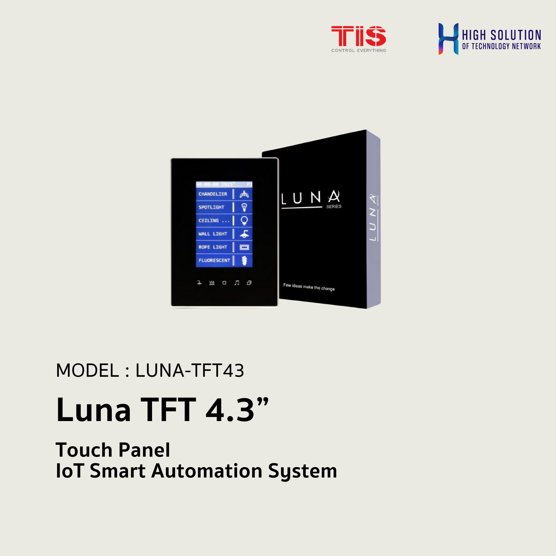 Luna-TFT43, TIS, Luna TFT 4.3” Touch Panel - IoT Smart Automation System