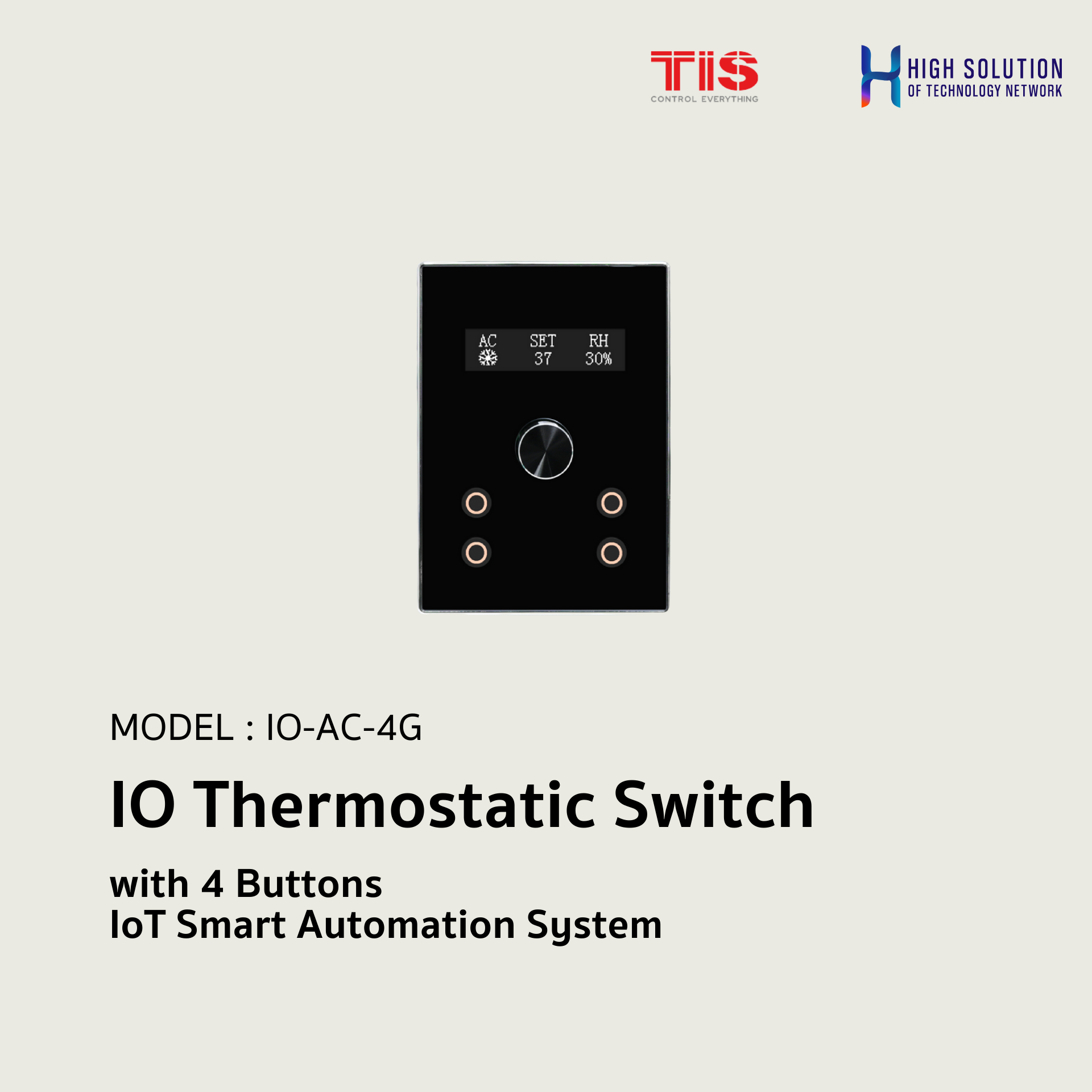 IO-AC-4G, TIS, IO Thermostatic Switch with 4 Buttons - IoT Smart ...