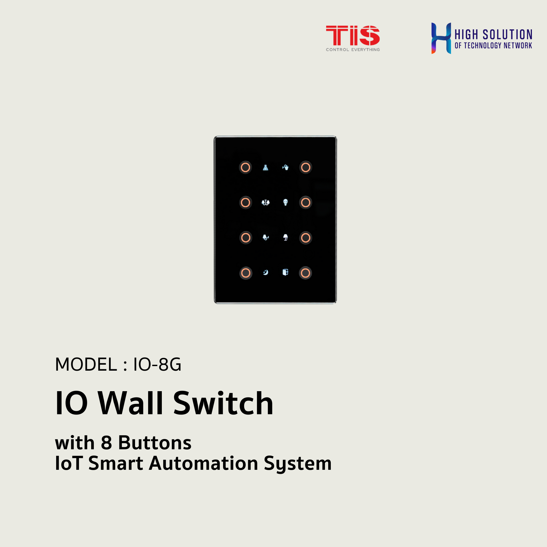 IO-8G, TIS, IO Wall Switch with 8 Buttons - IoT Smart Automation System