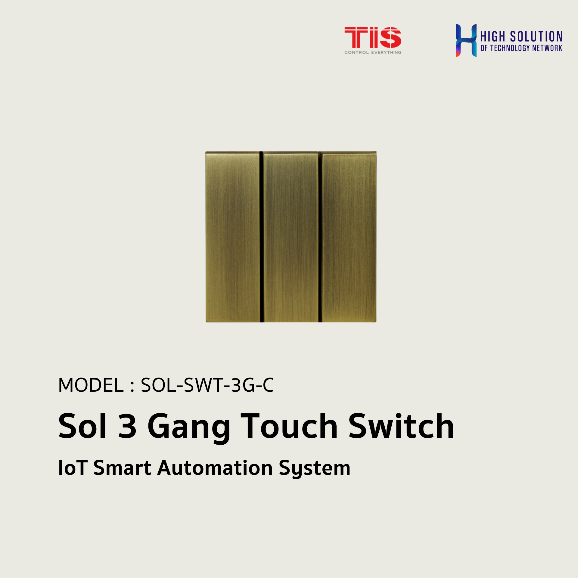One Sol Switch SOL-SWT-3G-C, TIS, Sol 3 Gang Touch Switch - IoT Smart Automation System