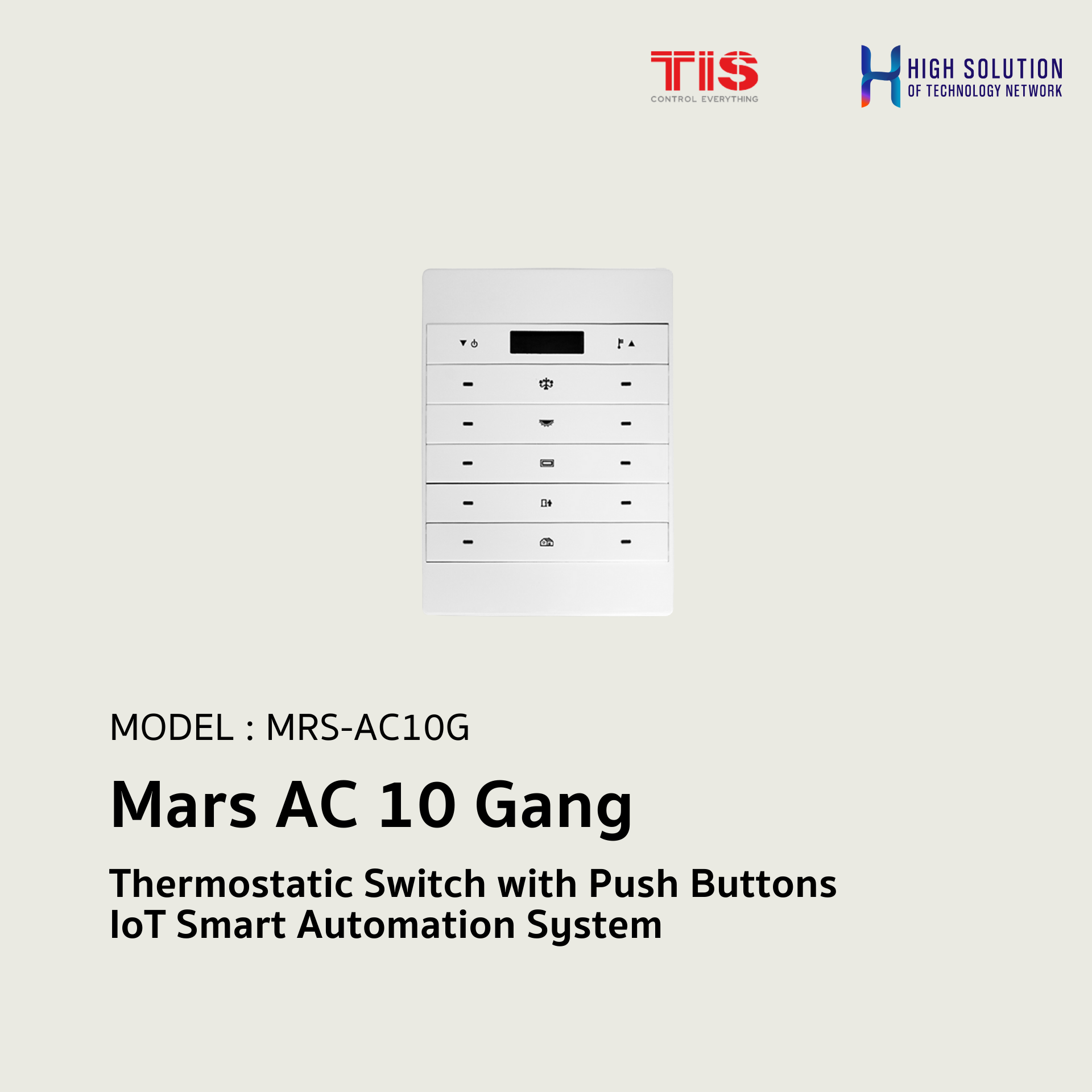 MRS-AC10G, TIS, Mars AC 10 Gang -Thermostatic Switch with Push Buttons - IoT Smart Automation System