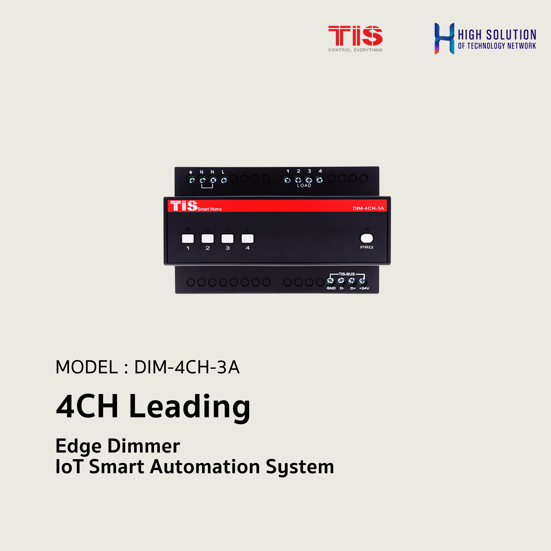 DIM-4CH-3A, TIS, 4CH Leading Edge Dimmer - IoT Smart Automation System
