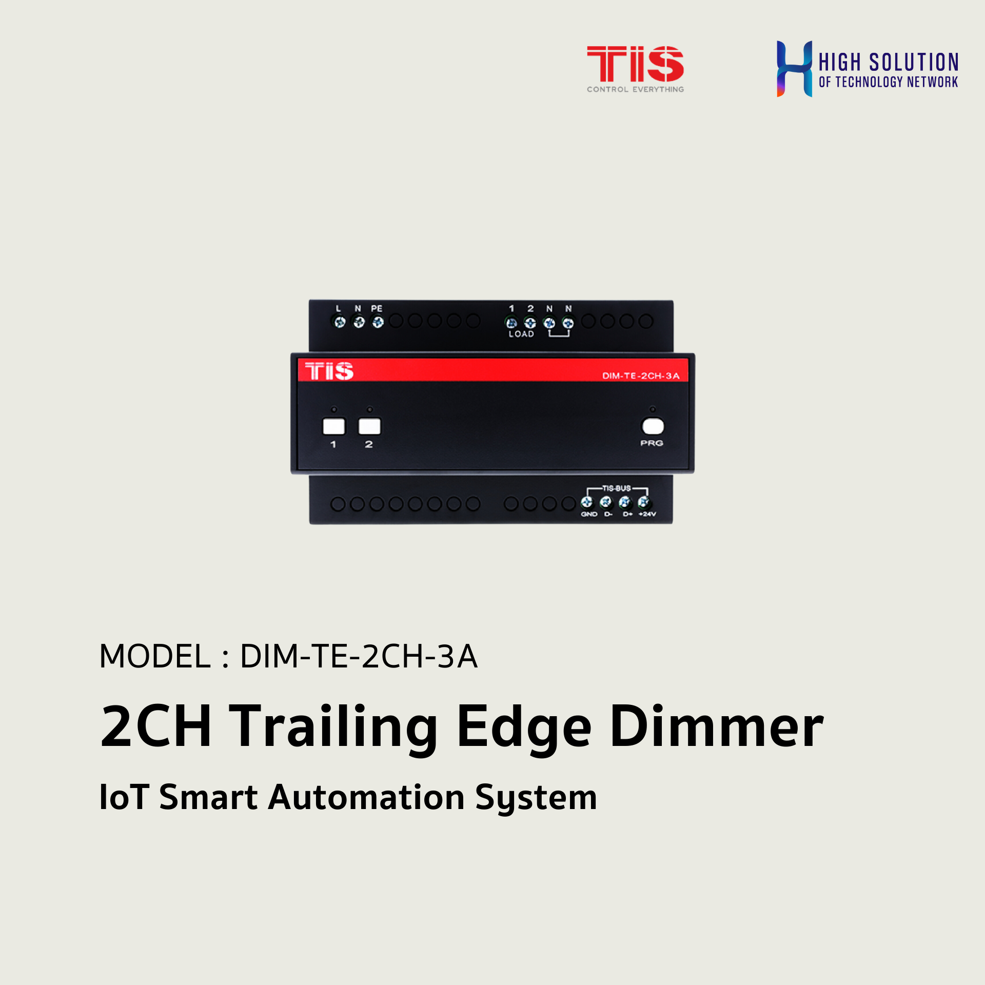 DIM-TE-2CH-3A, TIS, 2CH Trailing Edge Dimmer - IoT Smart Automation System