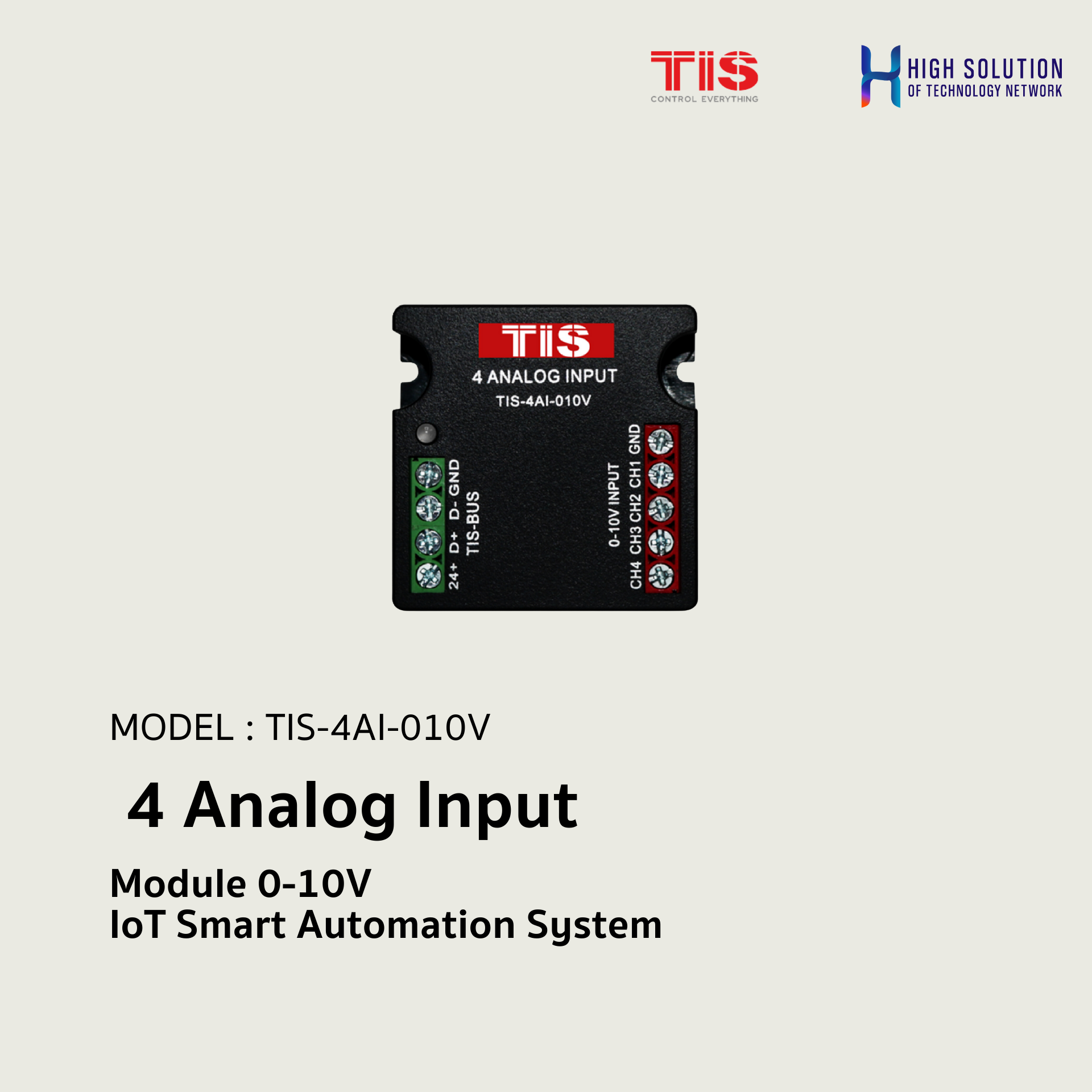 TIS-4AI-010V, TIS, 4 Analog Input Module 0-10V - IoT Smart Automation System