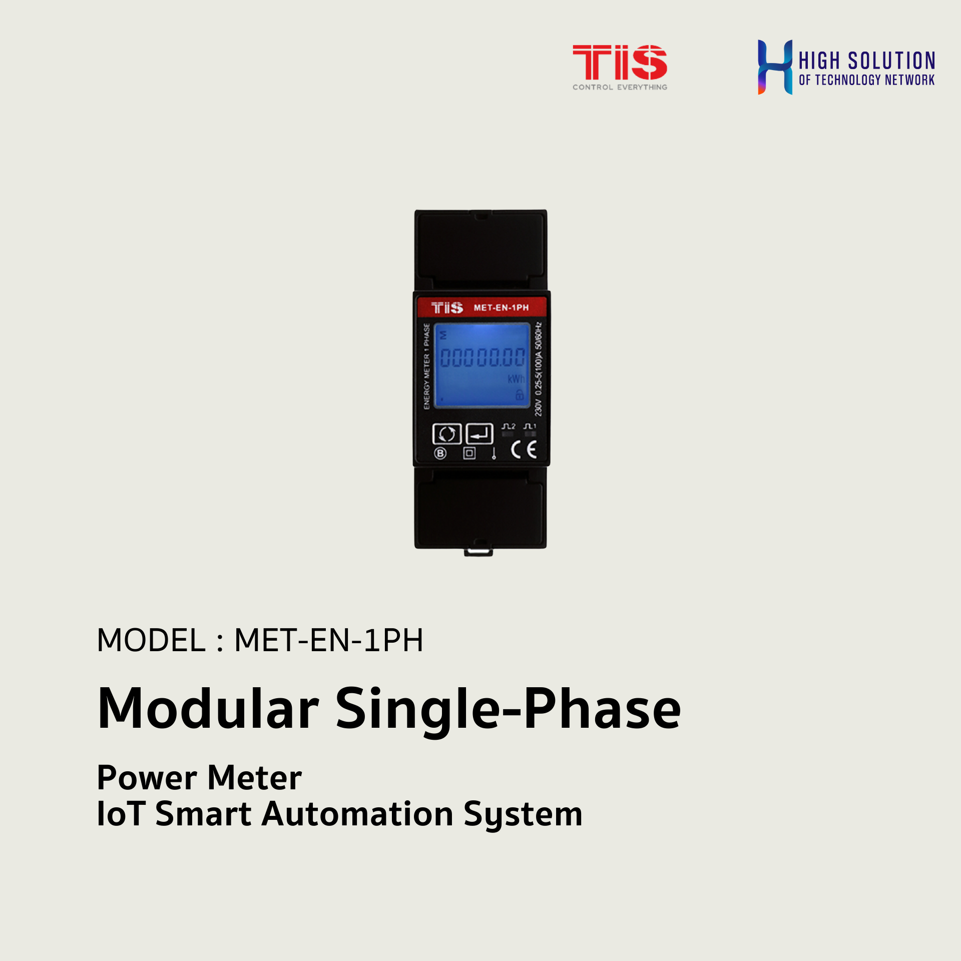 MET-EN-1PH, TIS, Modular Single-Phase Power Meter - IoT Smart Automation System