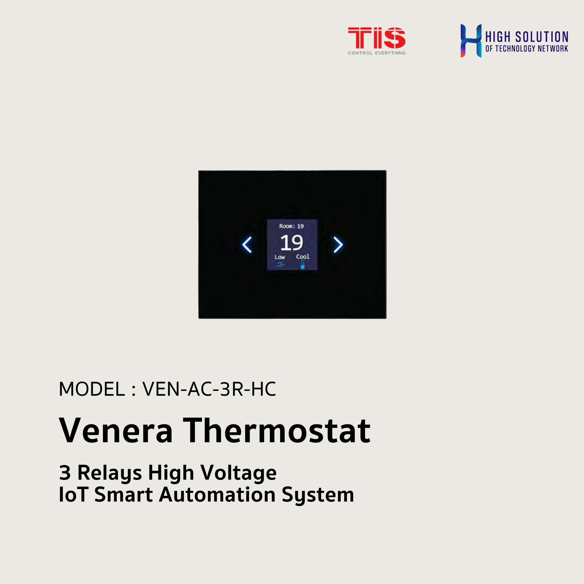 VEN-AC-3R-HC, TIS, Venera Thermostat 3 Relays High Voltage - IoT Smart Automation System
