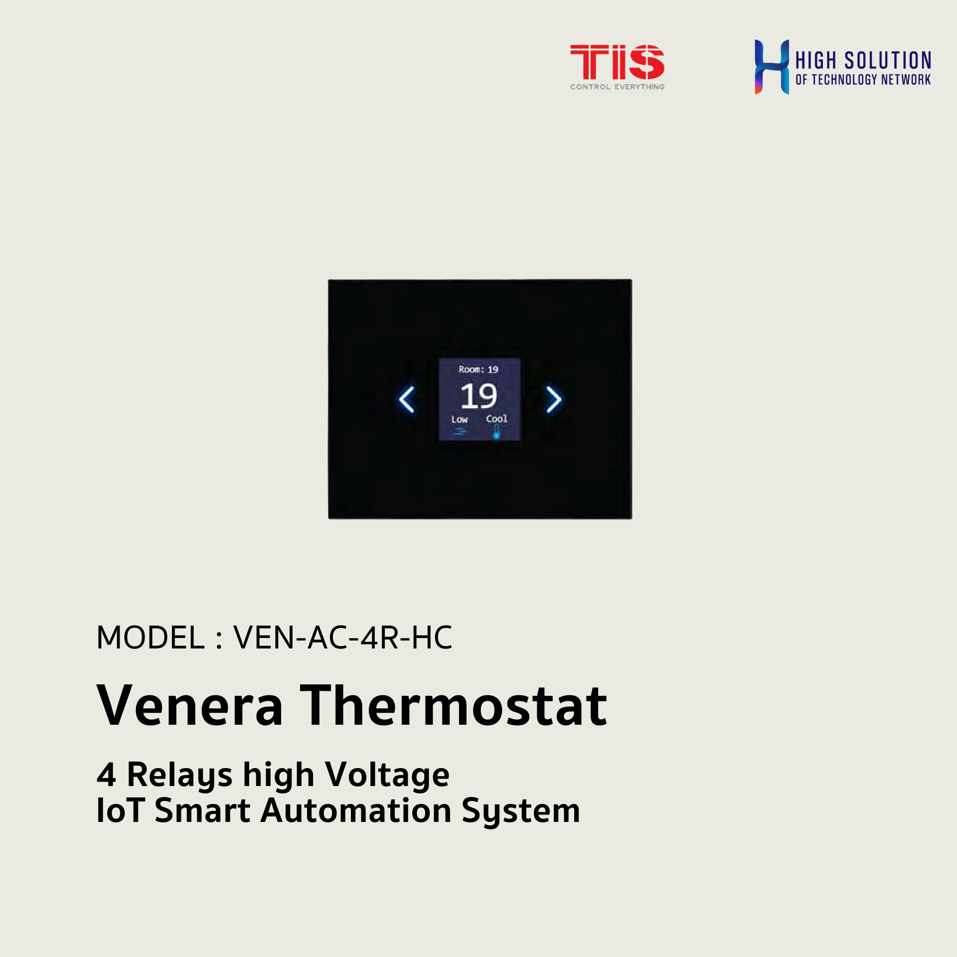 VEN-AC-4R-HC, TIS, Venera Thermostat 4 Relays high Voltage - IoT Smart Automation System