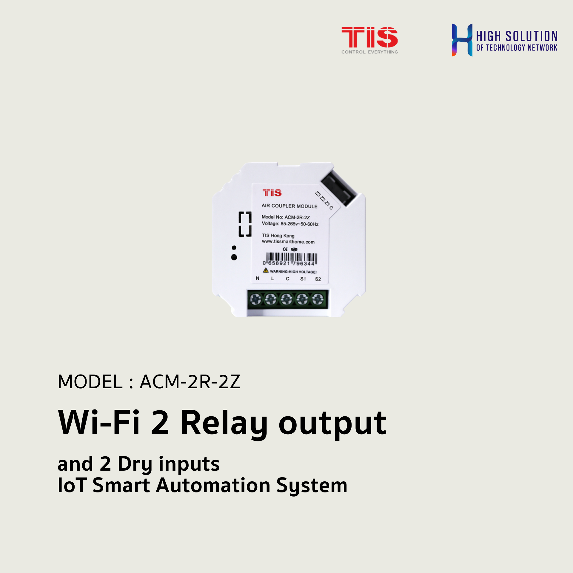 ACM-2R-2Z, TIS, Wi-Fi 2 Relay output and 2 Dry inputs - IoT Smart Automation System