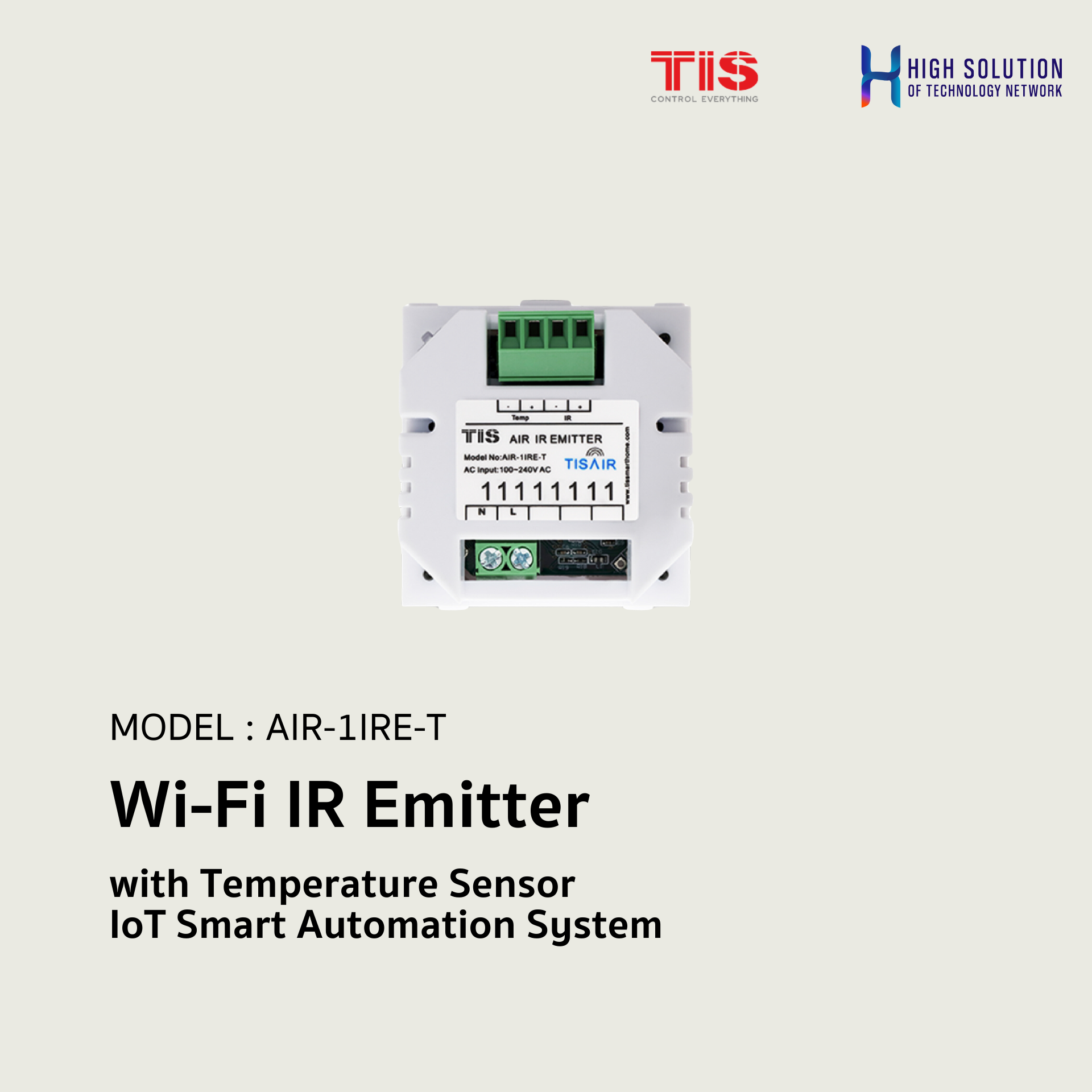 AIR-1IRE-T, TIS, Wi-Fi IR Emitter with Temperature Sensor, IoT Smart Automation System