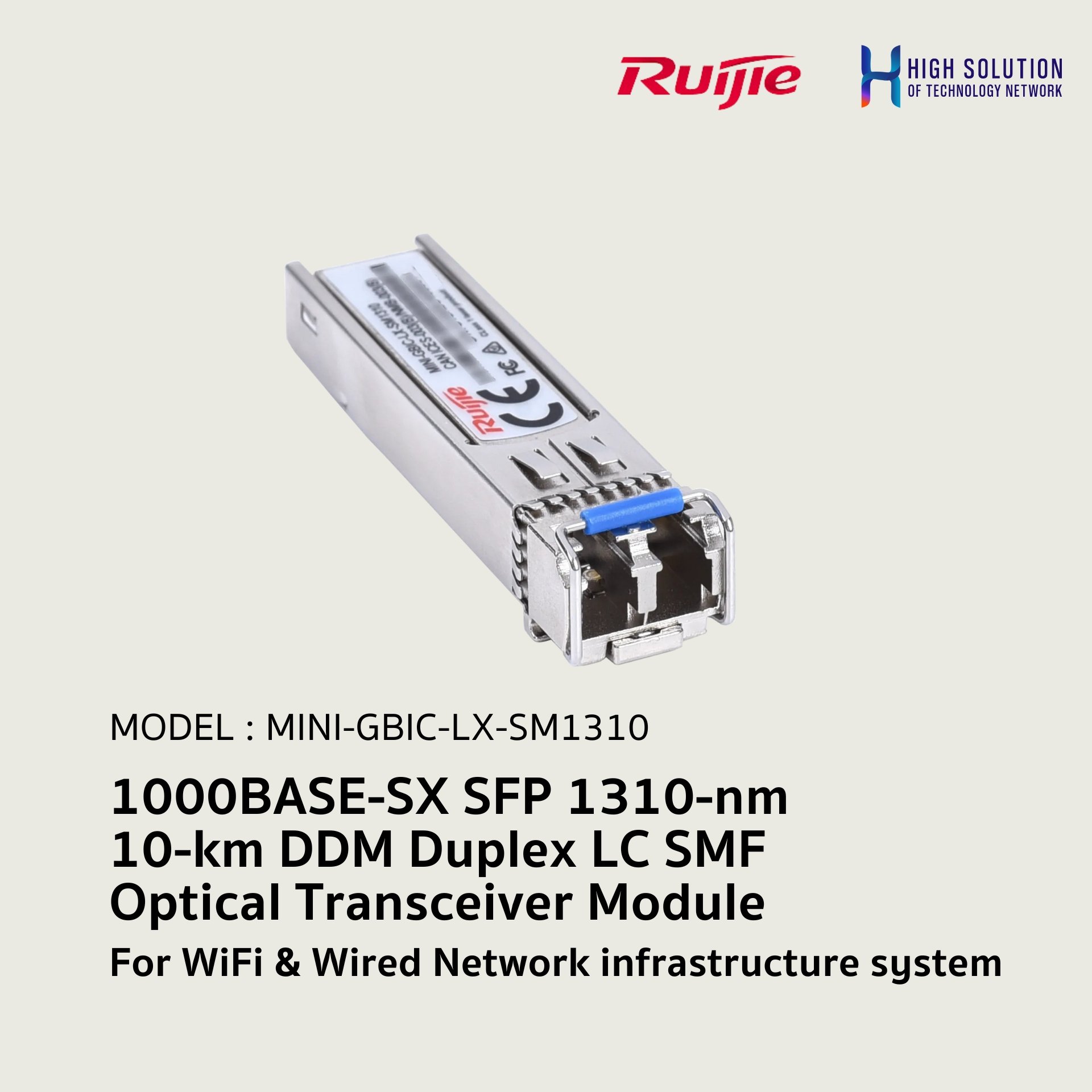 MINI-GBIC-LX-SM1310, Ruijie, 1000BASE-SX SFP 1310-nm 10-km DDM Duplex ...