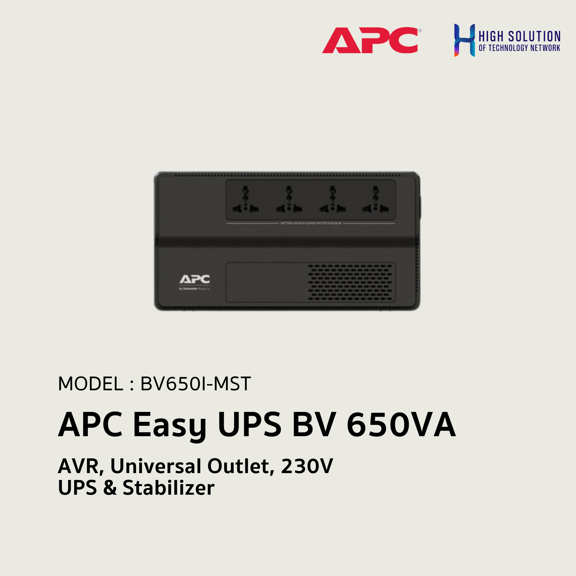 BV650I-MST, APC, APC Easy UPS BV 650VA, AVR, Universal Outlet, 230V - UPS & Stabilizer