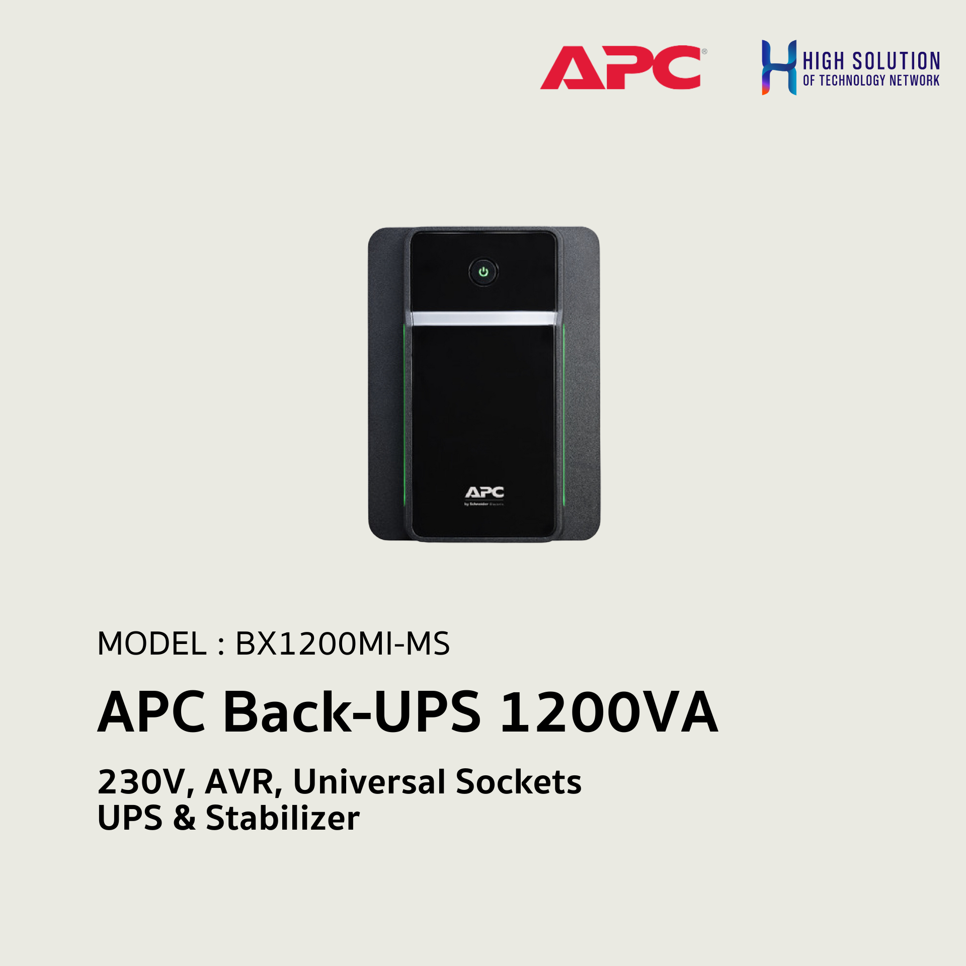 BX1200MI-MS, APC, APC Back-UPS 1200VA, 230V, AVR, Universal Sockets ...