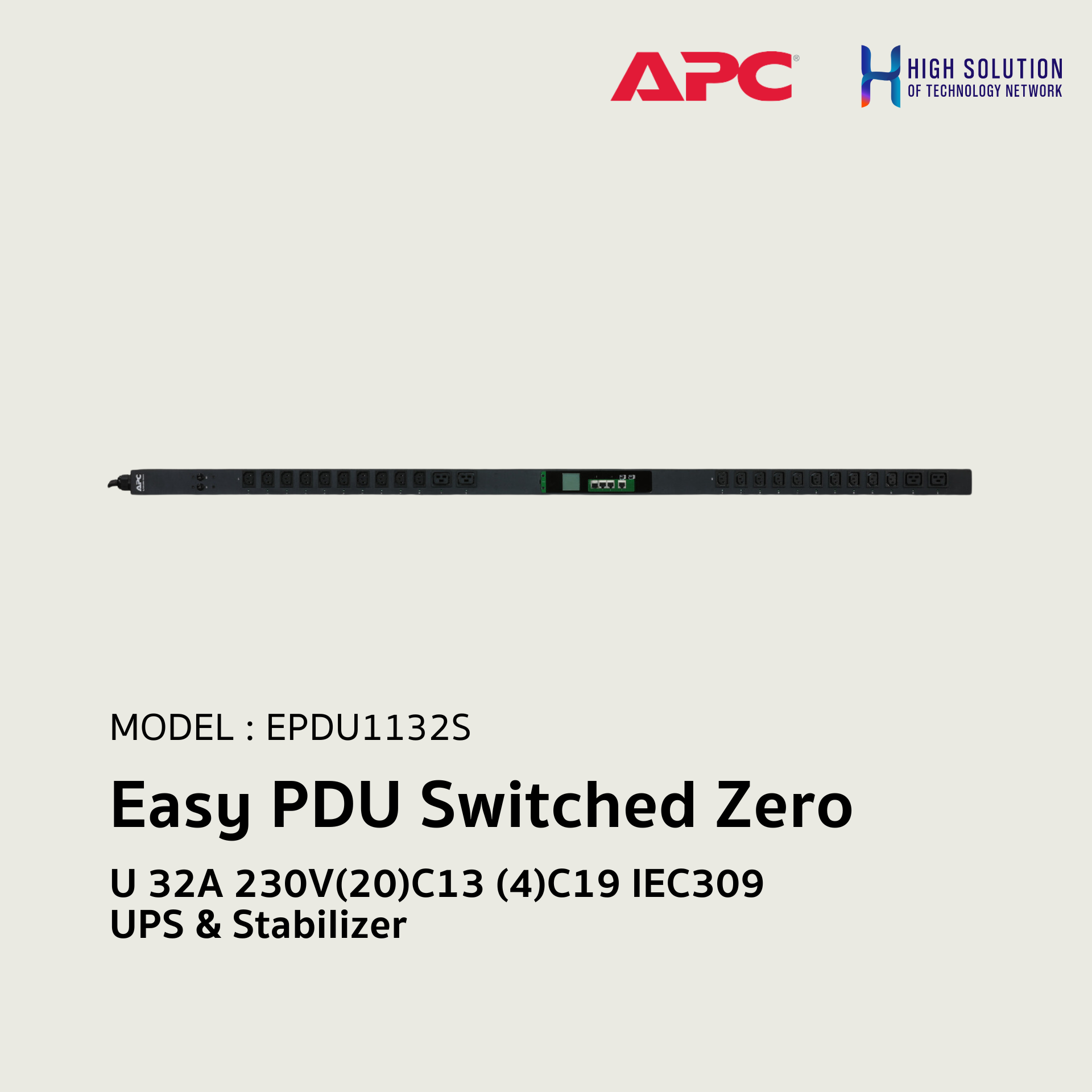 EPDU1132S, APC, Easy PDU Switched Zero U 32A 230V(20)C13 (4)C19 IEC309 - UPS & Stabilizer