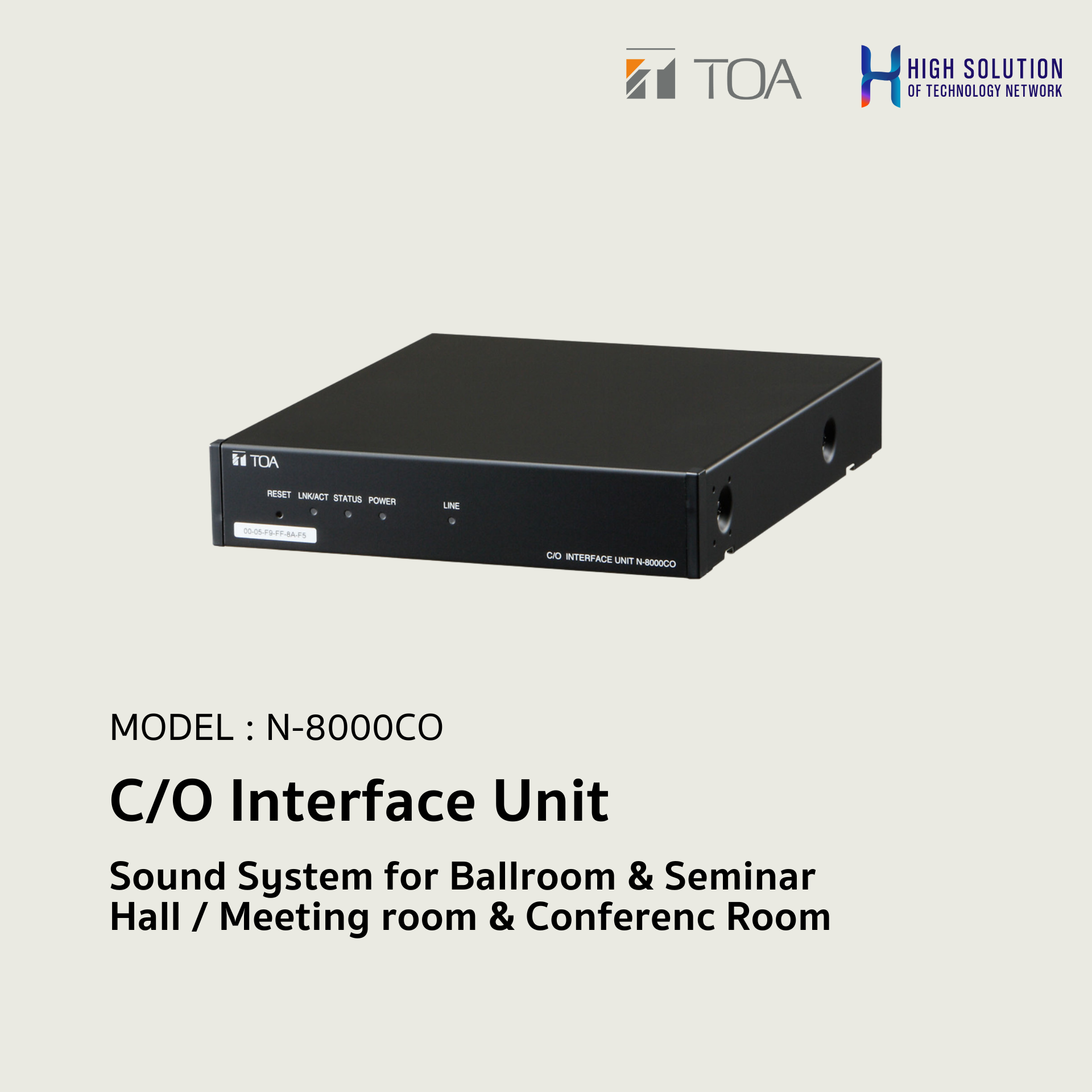 N-8000CO (TOA) C/O Interface Unit / Sound System for Ballroom & Seminar Hall / Meeting room & Conference Room