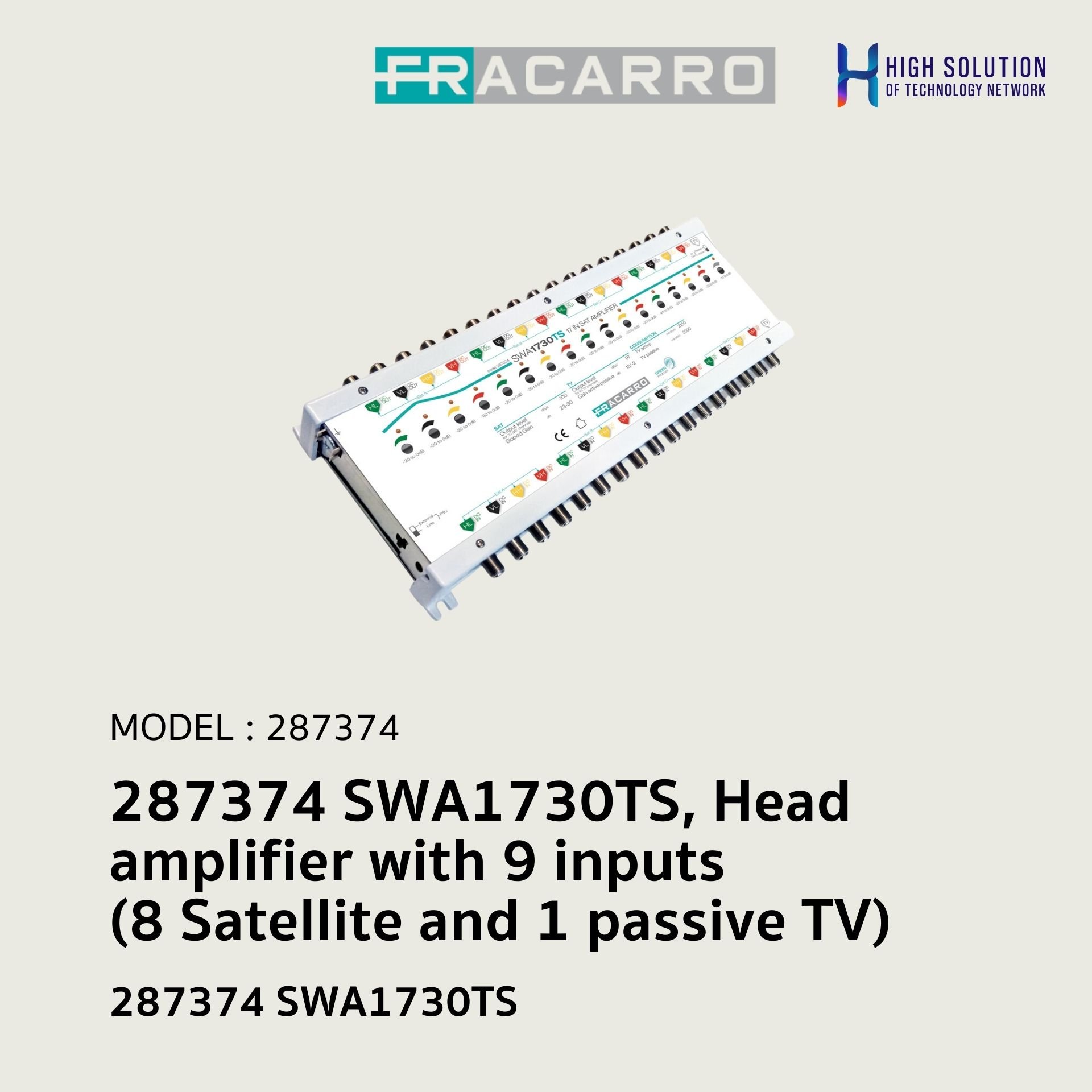 287374 SWA1730TS, Head amplifier with 9 inputs (8 Satellite and 1 passive TV)