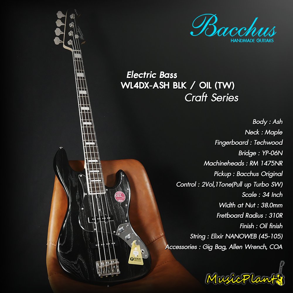 Bacchus เบสไฟฟ้า รุ่น WL4DX-ASH  BLK / OIL (TW)