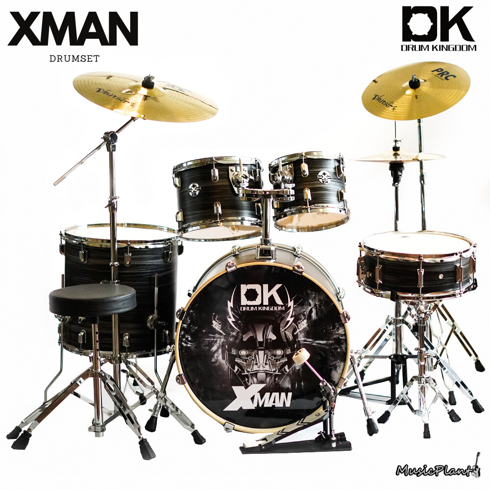 กลองชุด DK Drum Kingdom รุ่น X-MAN Series สี Black Blast  พร้อมขาสแตนด์ และ พร้อม ฉาบ Vansir รุ่น PRC 4 ใบ Hi-HAT 14  Crash 16  Ride 20 ครบชุด