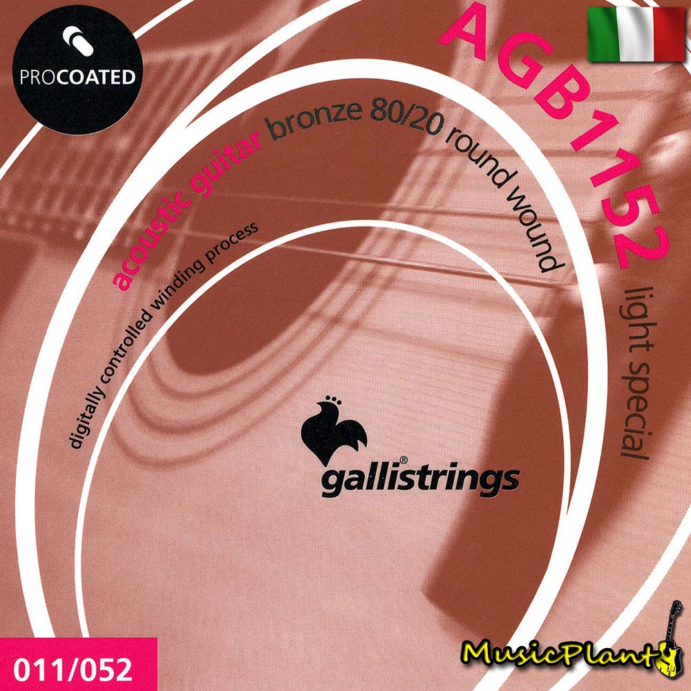 GalliStrings สายกีตาร์โปร่งเคลือบกันสนิม Coated 80/20 Bronze รุ่น AGB1152 LIGHT S.