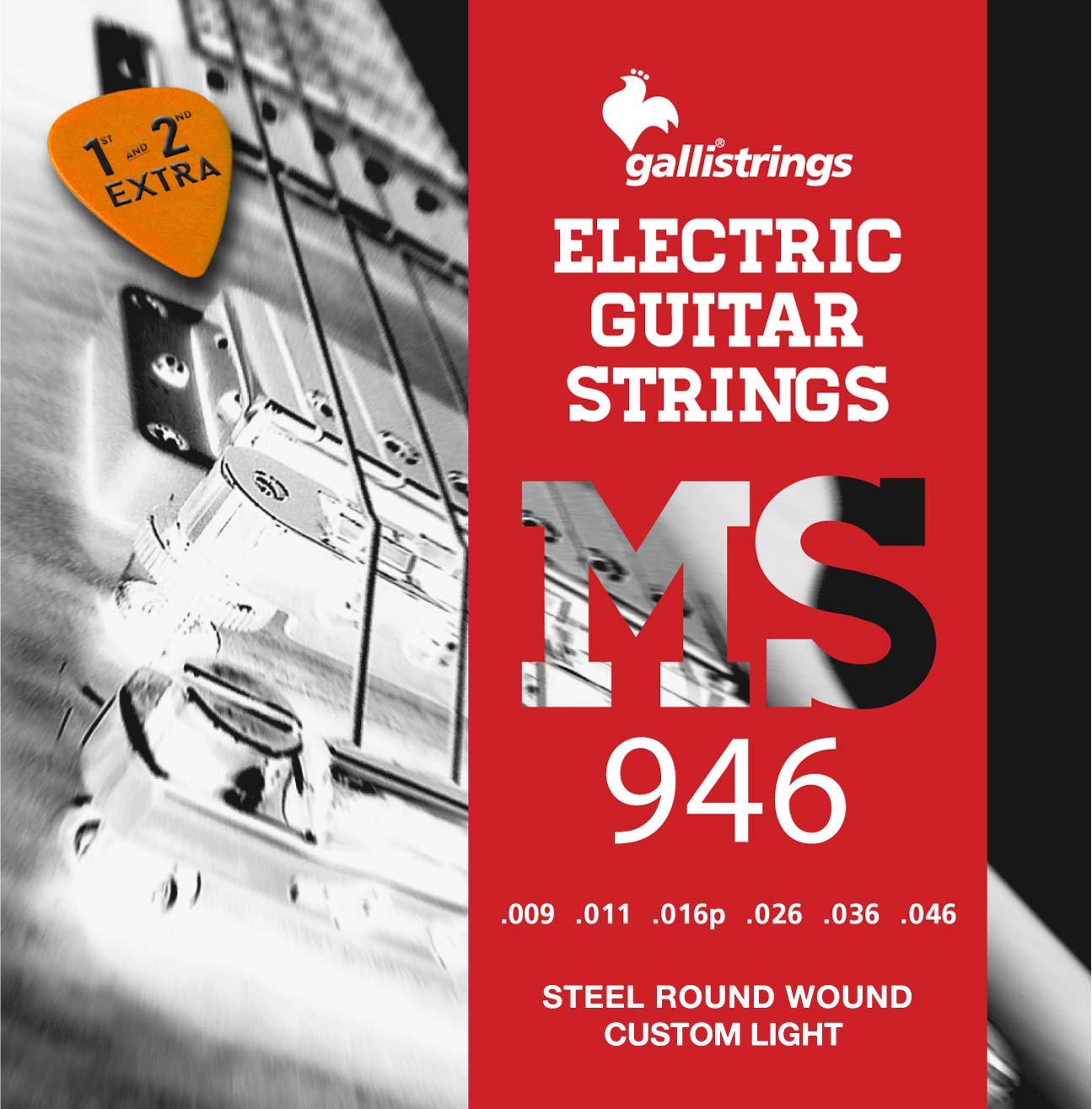 GalliStrings สายกีตาร์ไฟฟ้า รุ่น MS946 (Steel) Custom Light 9-46