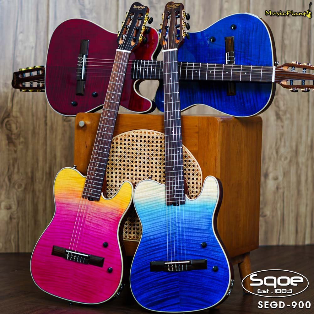 Sqoe Nylon Silent Guitar - SEGD900 (Quilted Maple)