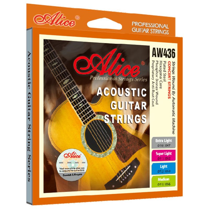 Alice: AW436XL (10-47), Acoustic Guitar Strings, Rustproof, Coated Phosphor Bronze Wound