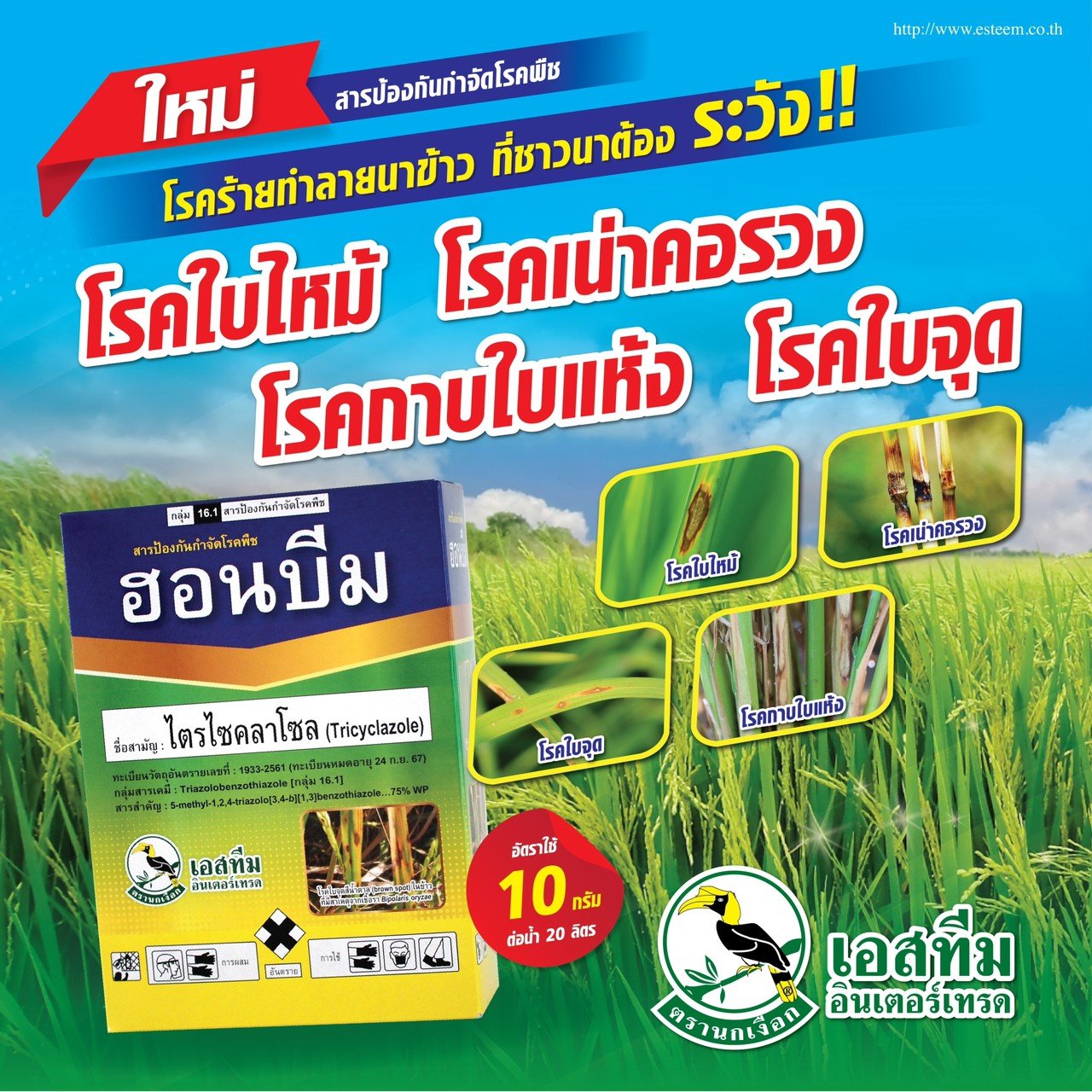 โรคในนาข้าว กันเอาไว้ดีกว่าแก้ ใช้ ฮอนบีม โรคในนาข้าว กันเอาไว้ดีกว่าแก้ ใช้ ฮอนบีม