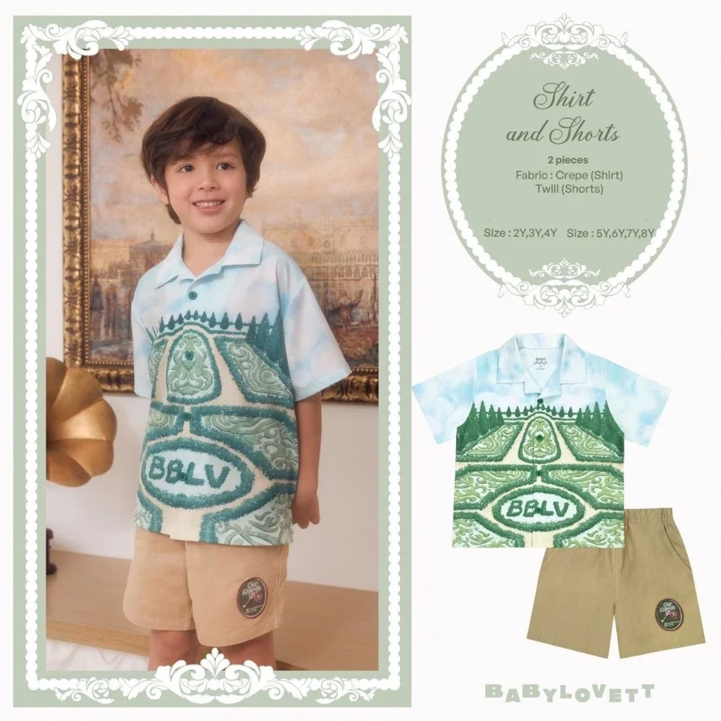 BabyLovett Villa Fontaine Collection Shirt & Shorts Set No.18 ชุดเซ็ตเด็ก 2 ชิ้น ผ้า Crepe พิมพ์ลาย