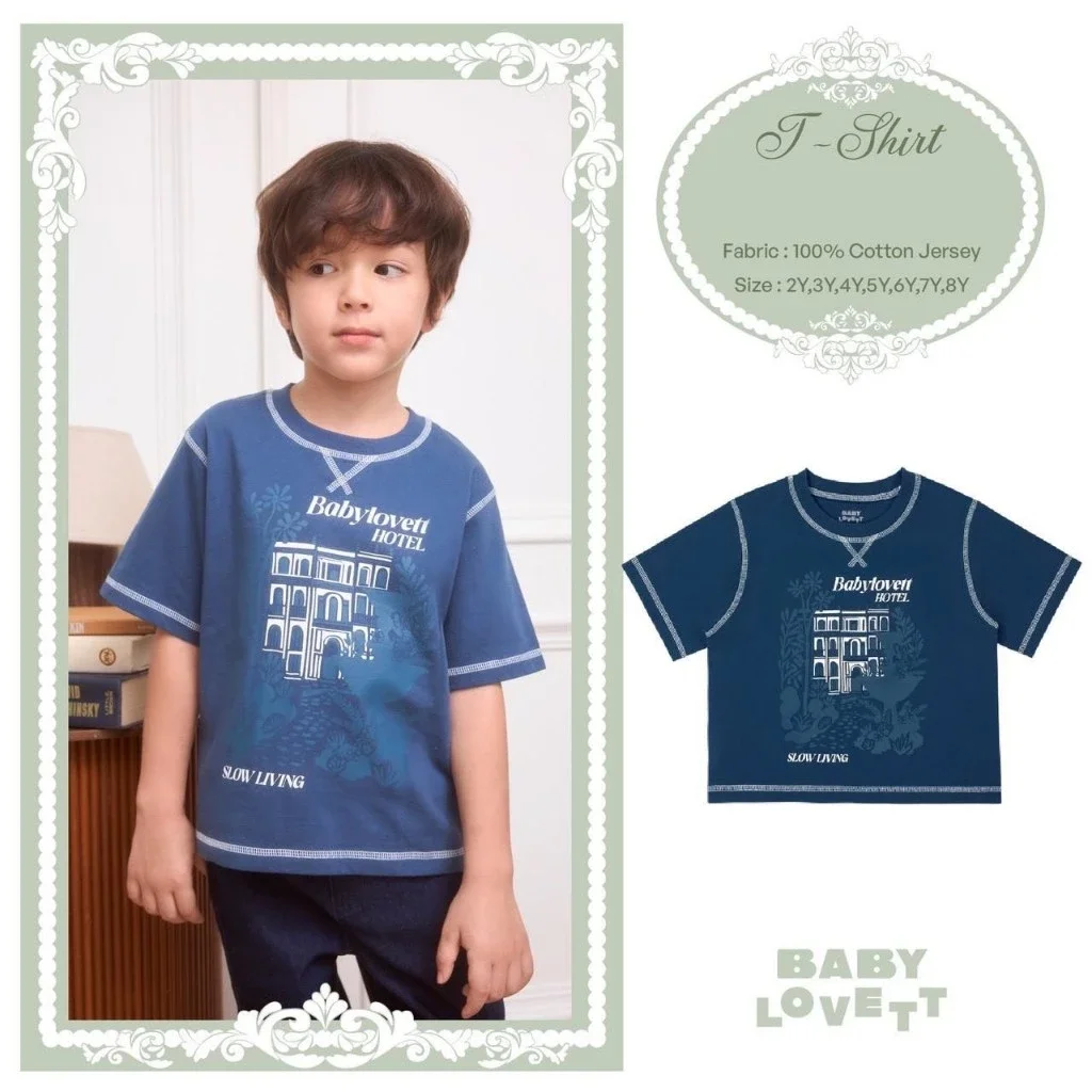 BabyLovett Villa Fontaine Collection T-Shirt เสื้อยืดเด็ก 100% Cotton Jersey สกรีนลายด้านหน้า