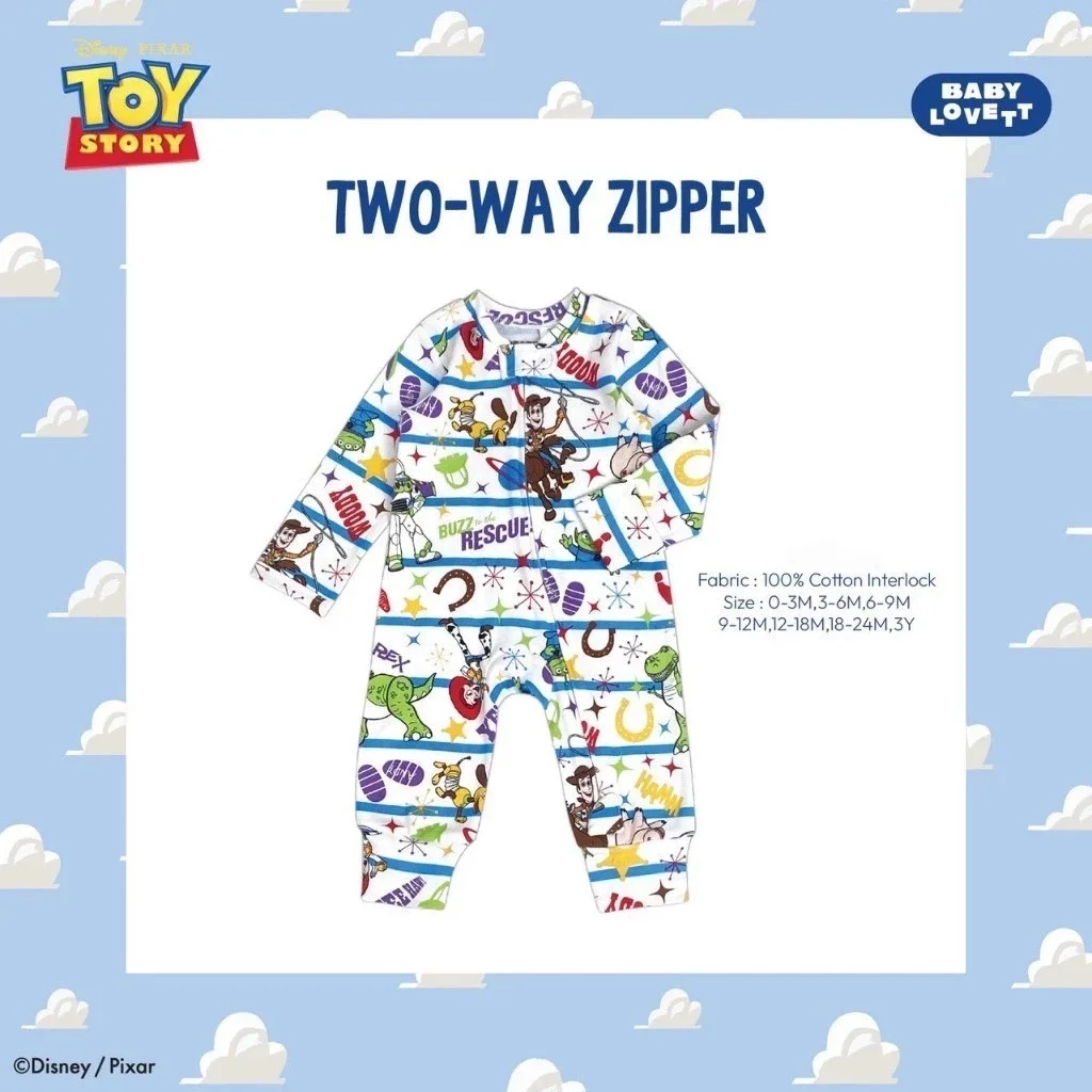 BabyLovett ชุดนอนเด็กเปิดเท้า Toy Story™ Two-Way Zipper ผ้า 100% Premium Cotton (0M-2Y)