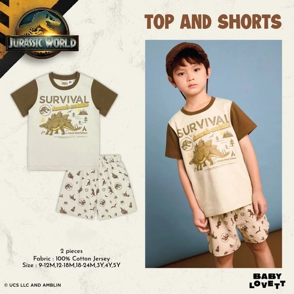 Babylovett ชุดเสื้อและกางเกงเด็ก Top and Shorts ลาย Jurassic World (9-24m)
