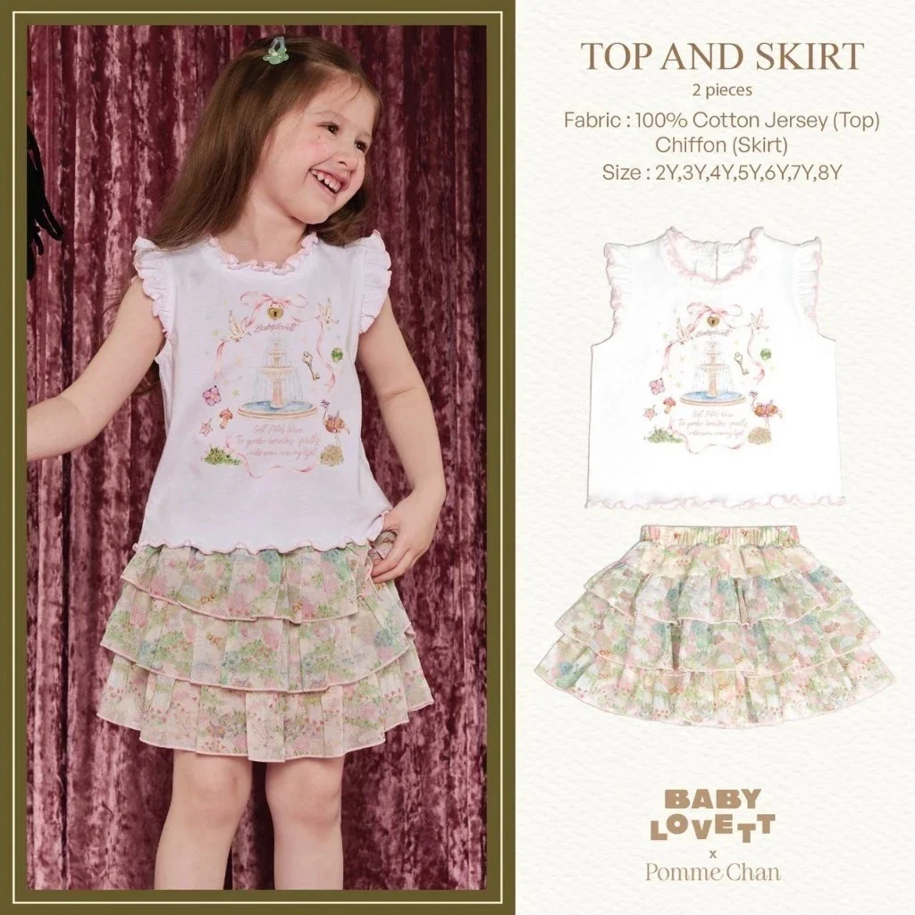 BabyLovett ชุดเซ็ตเสื้อแขนกุดแต่งระบายและกระโปรง คอลเลกชัน x Pomme Chan