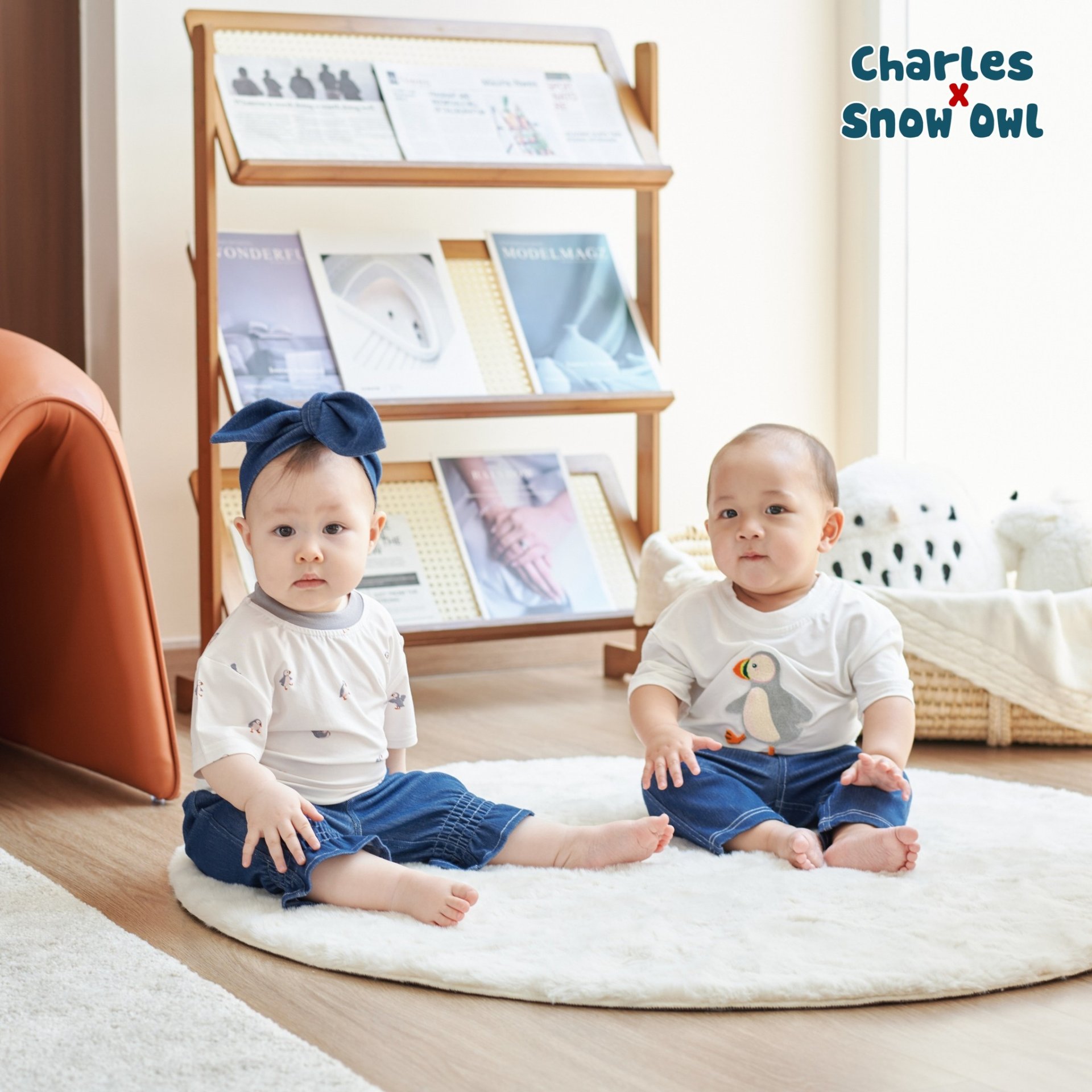 Charles x Snow Owl เสื้อโอเวอร์ไซส์ สำหรับเด็ก Oversized T-Shirt