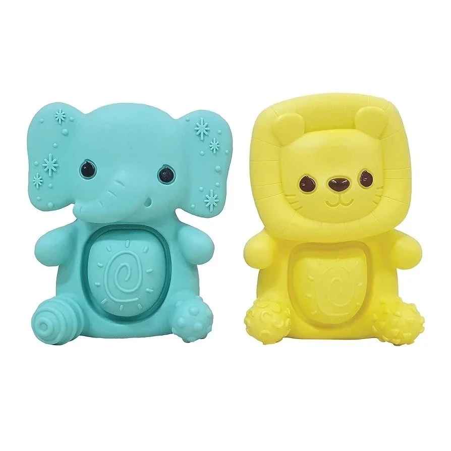 INFANTINO  Teethimal Pop Pals ยางกัดซิลิโคน ช้าง & สิงโต BPA Free ของเล่นเสริมพัฒนาการเด็กแรกเกิด