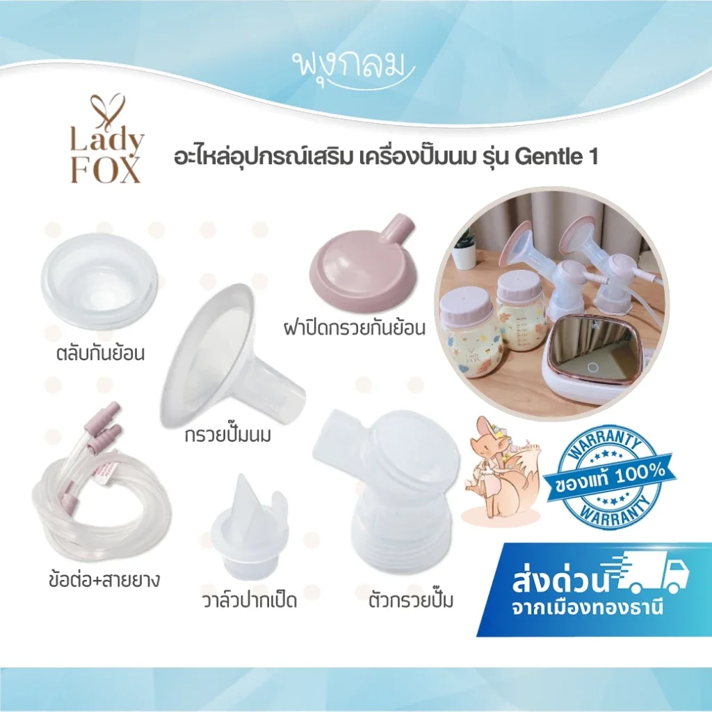 LADY FOX อะไหล่เครื่องปั๊มนม รุ่น Gentle 1 อุปกรณ์เสริมแท้ สำหรับเครื่องปั๊มนม