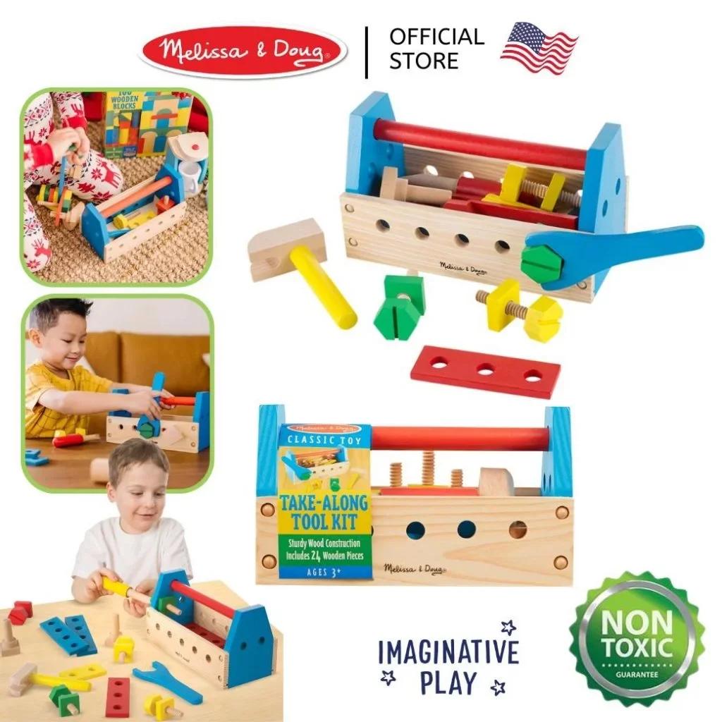 Melissa & Doug Take-Along Tool Kit รุ่น 0494 ชุดเครื่องมือช่างไม้ ของเล่นช่างเด็ก พร้อมกล่องพกพา