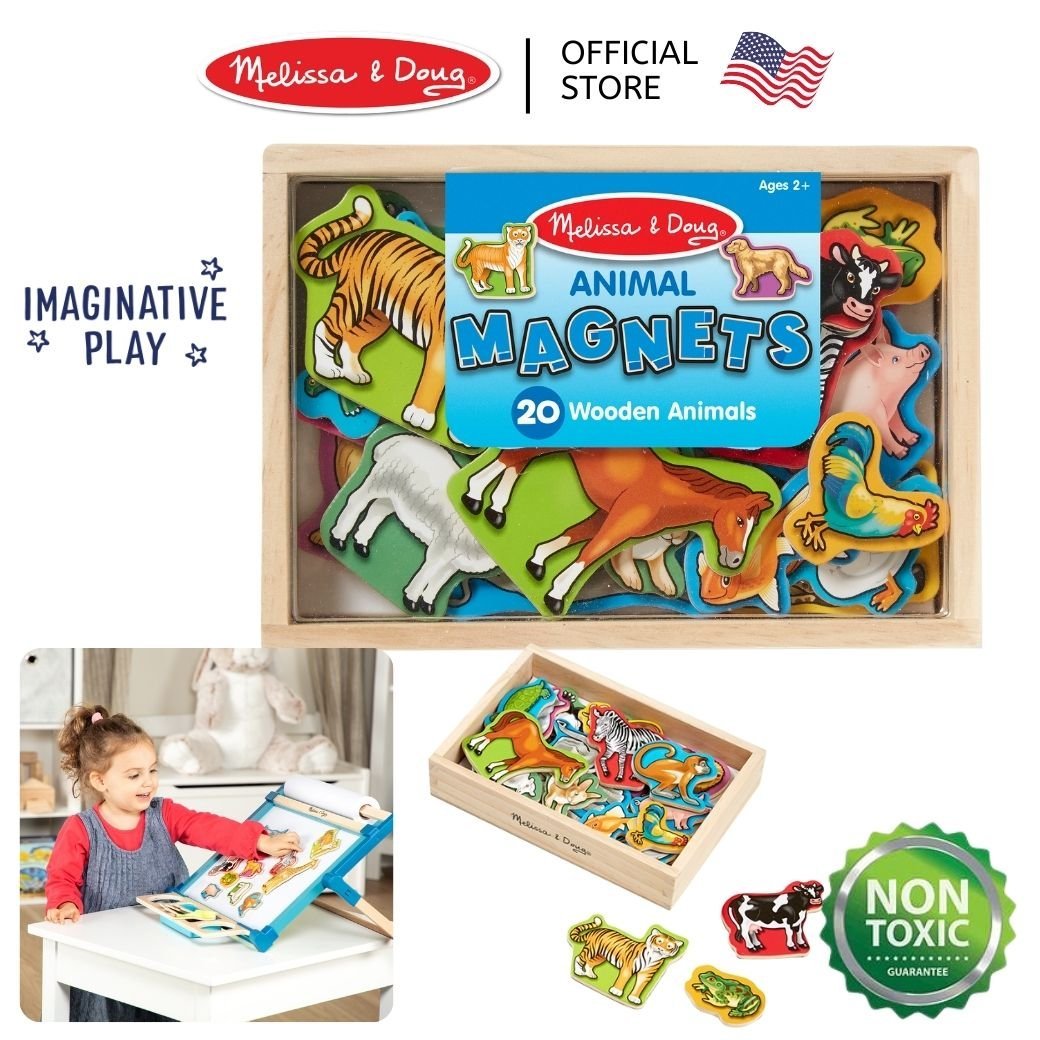 Melissa & Doug Wooden Animal Magnets รุ่น 0475 ชุดแม่เหล็ก รูปสัตว์ พร้อมกล่องฝาปิดอย่างดี