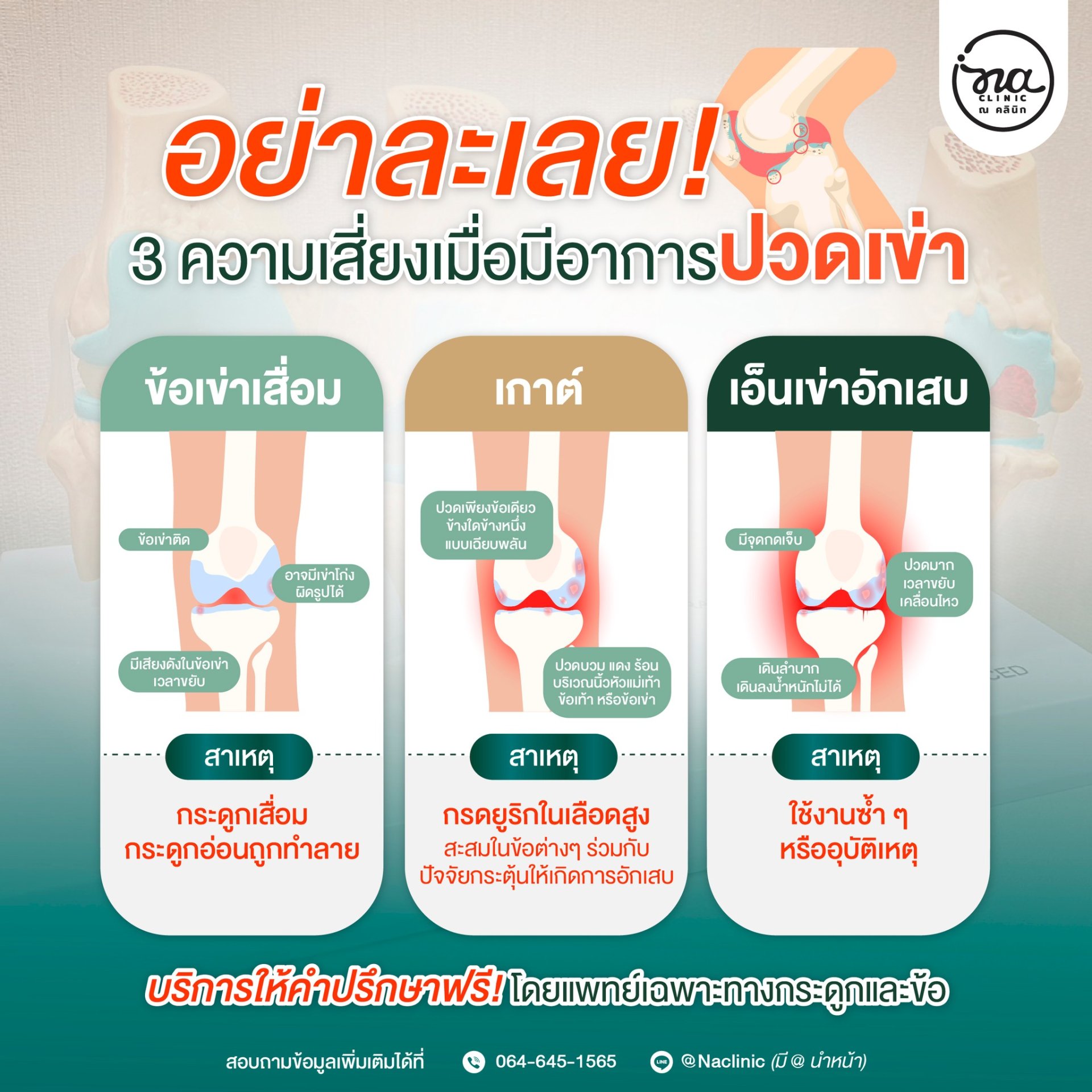 3 ความเสี่ยงเมื่อมีอาการปวดเข่า