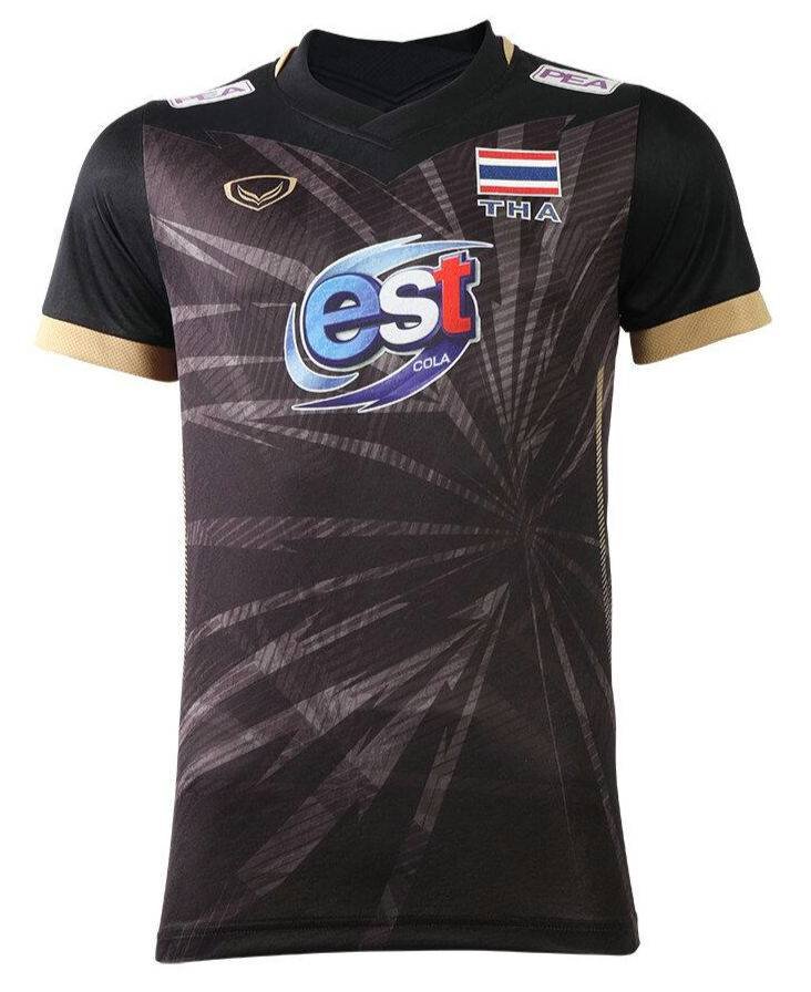 2022 Thailand Volleyball National Team Thai Jersey Shirt Player Black